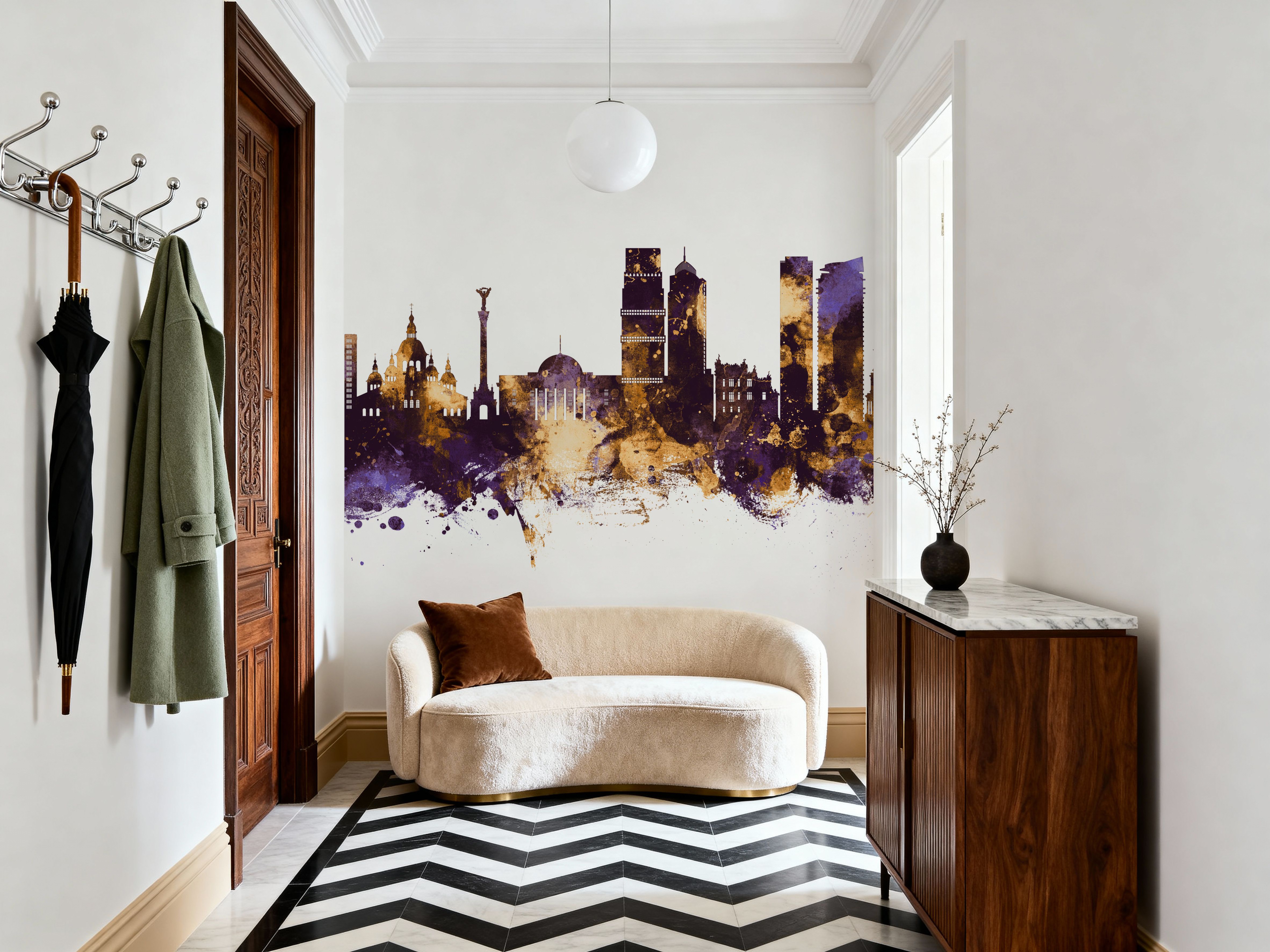 Kyiv Ukraine Skyline Purple & Gold