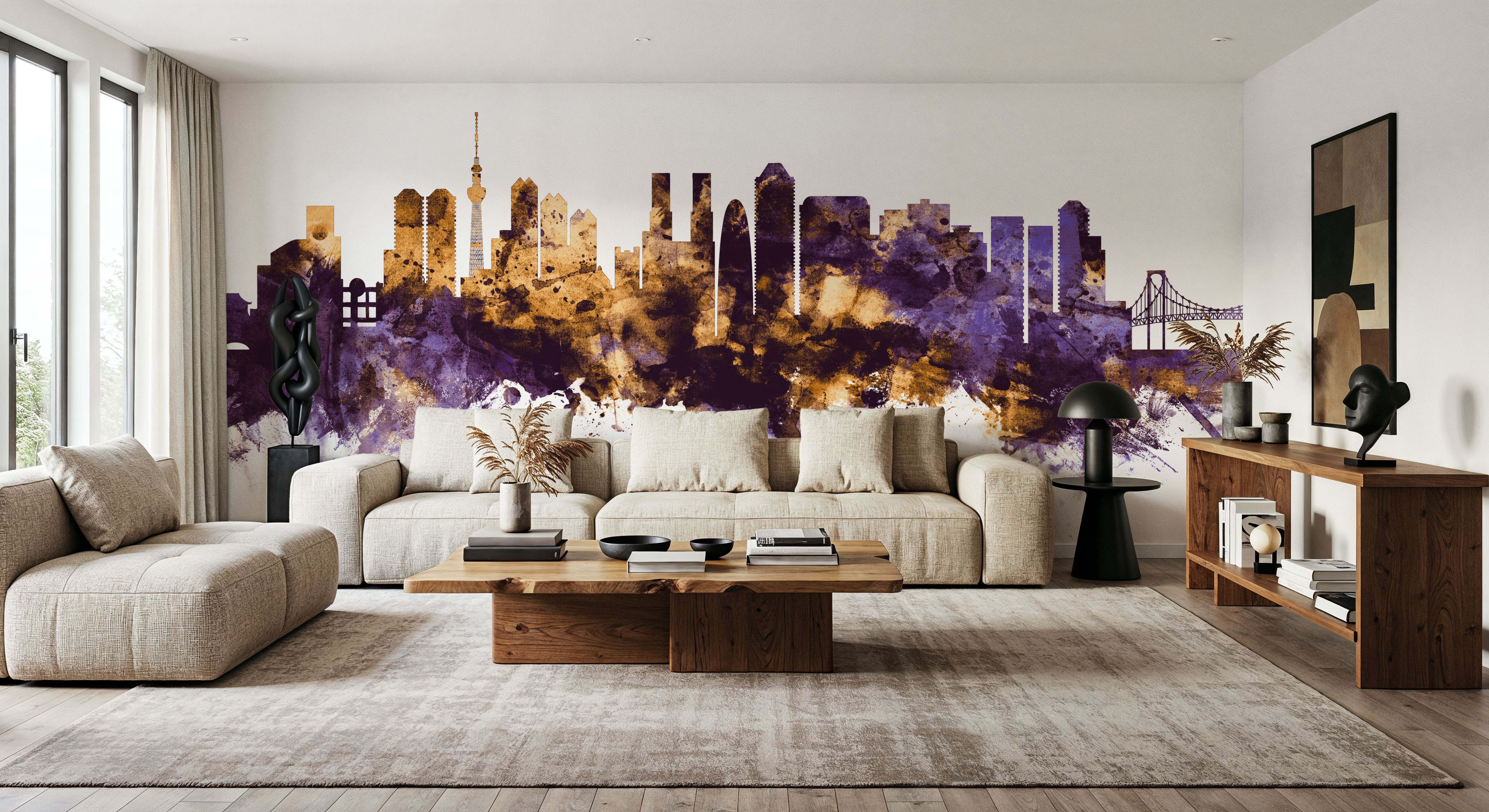 Tokyo Japan Skyline Purple & Gold