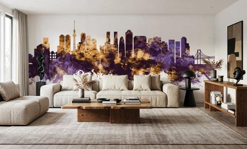 Tokyo Japan Skyline Purple & Gold