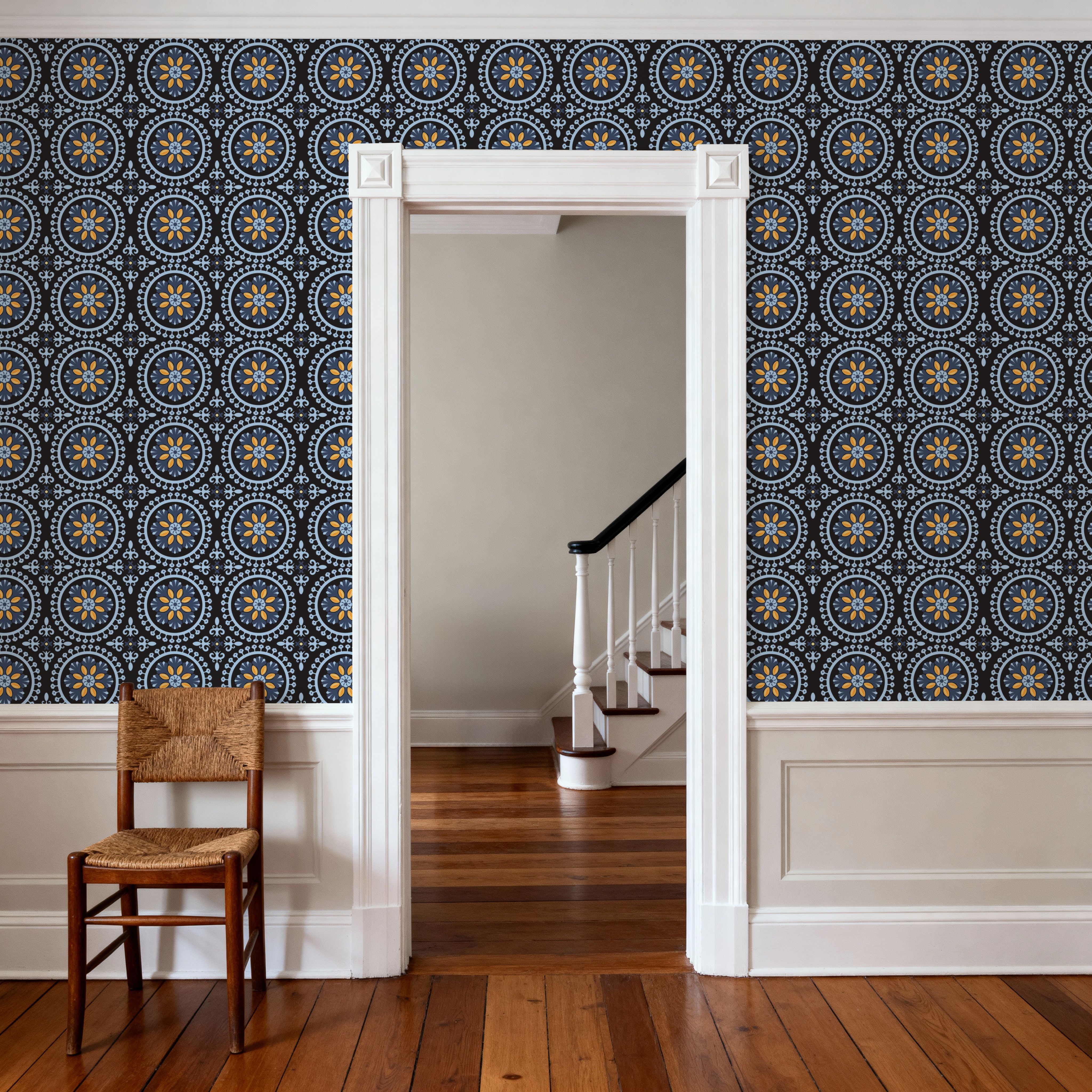 Geo Floral, Navy