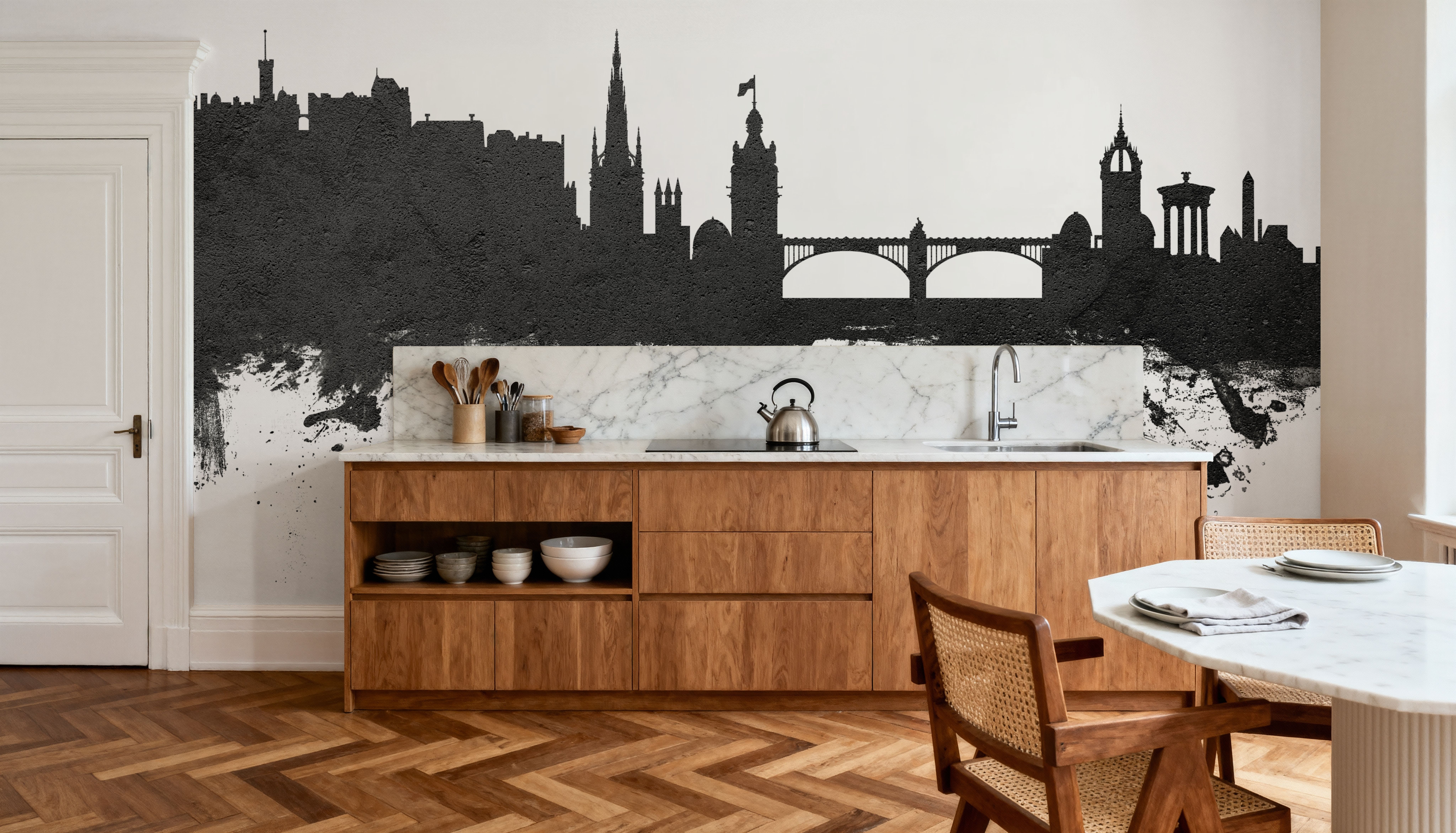 Edinburgh Scotland Skyline Black & White