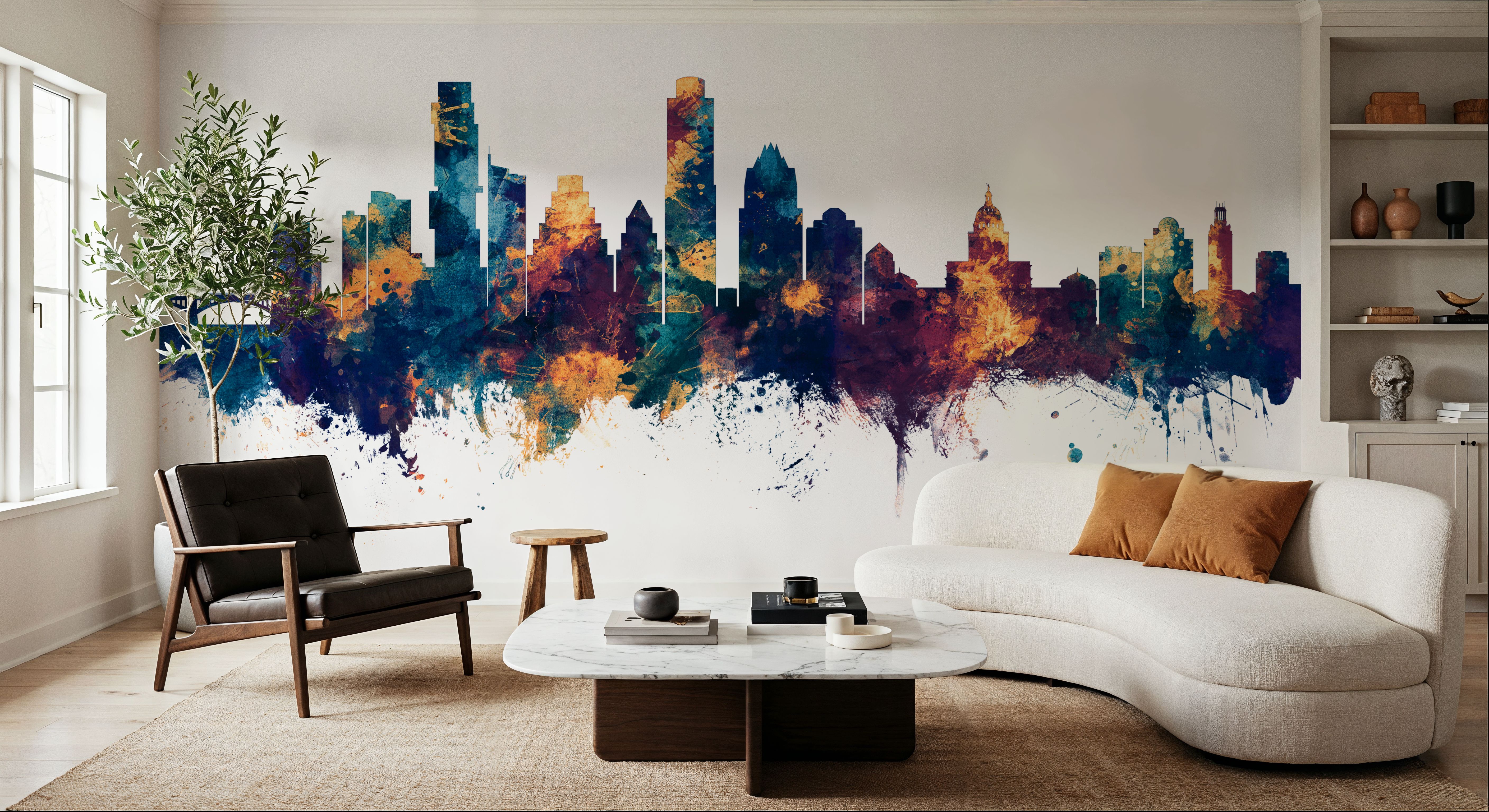 Austin Texas Skyline Blue & Bronze