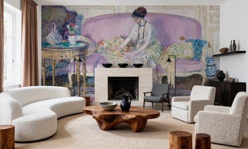 Woman Seated on Interior Sofa