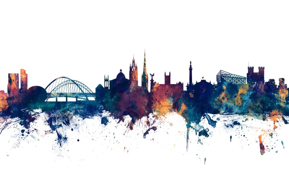 Newcastle England Skyline Blue & Bronze