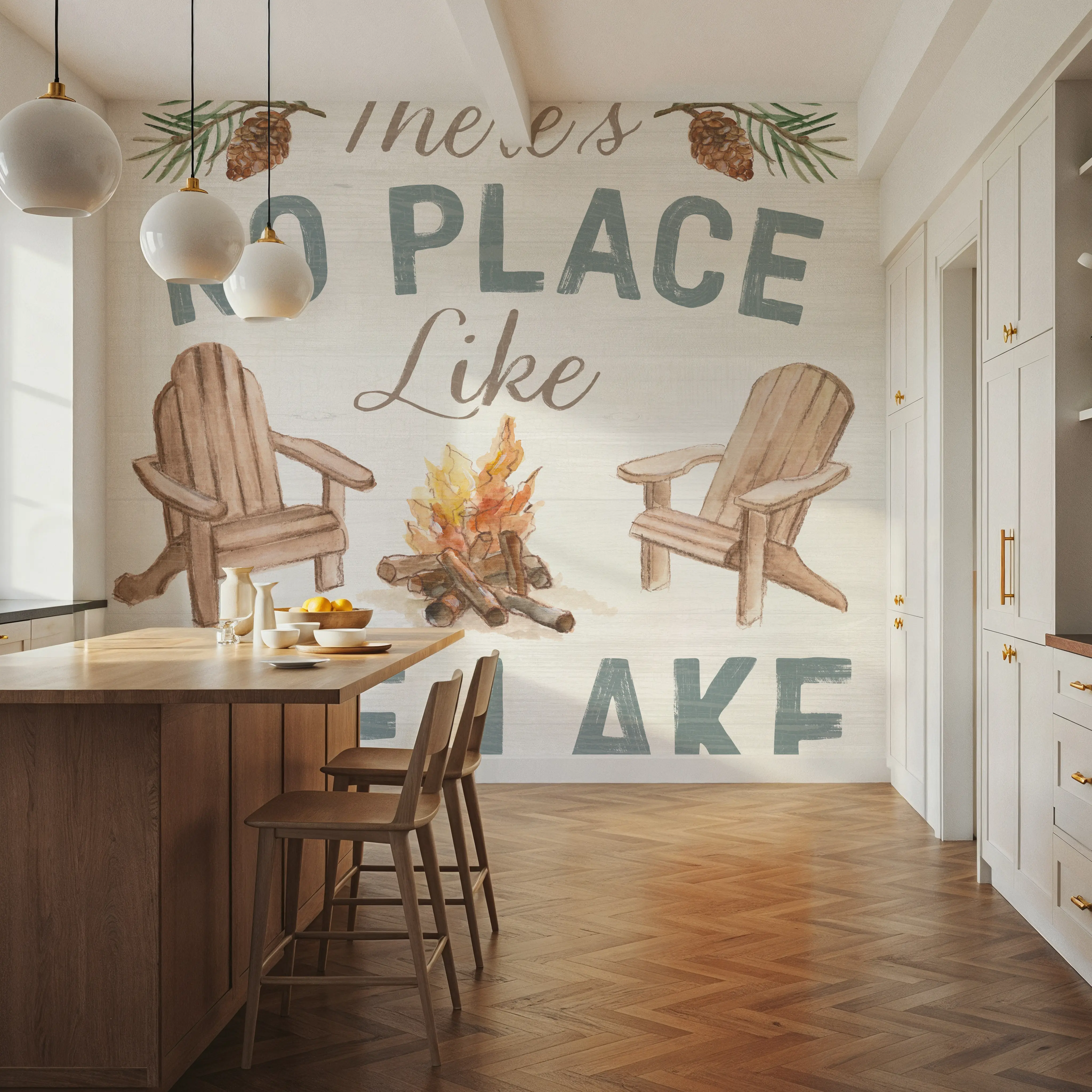 Papier Peint Panoramique - Lake Retreat VIII - Graphiques Loisirs - Marron - Bureaux - Wallism Belgique - Encollage au mur ou Autocollant