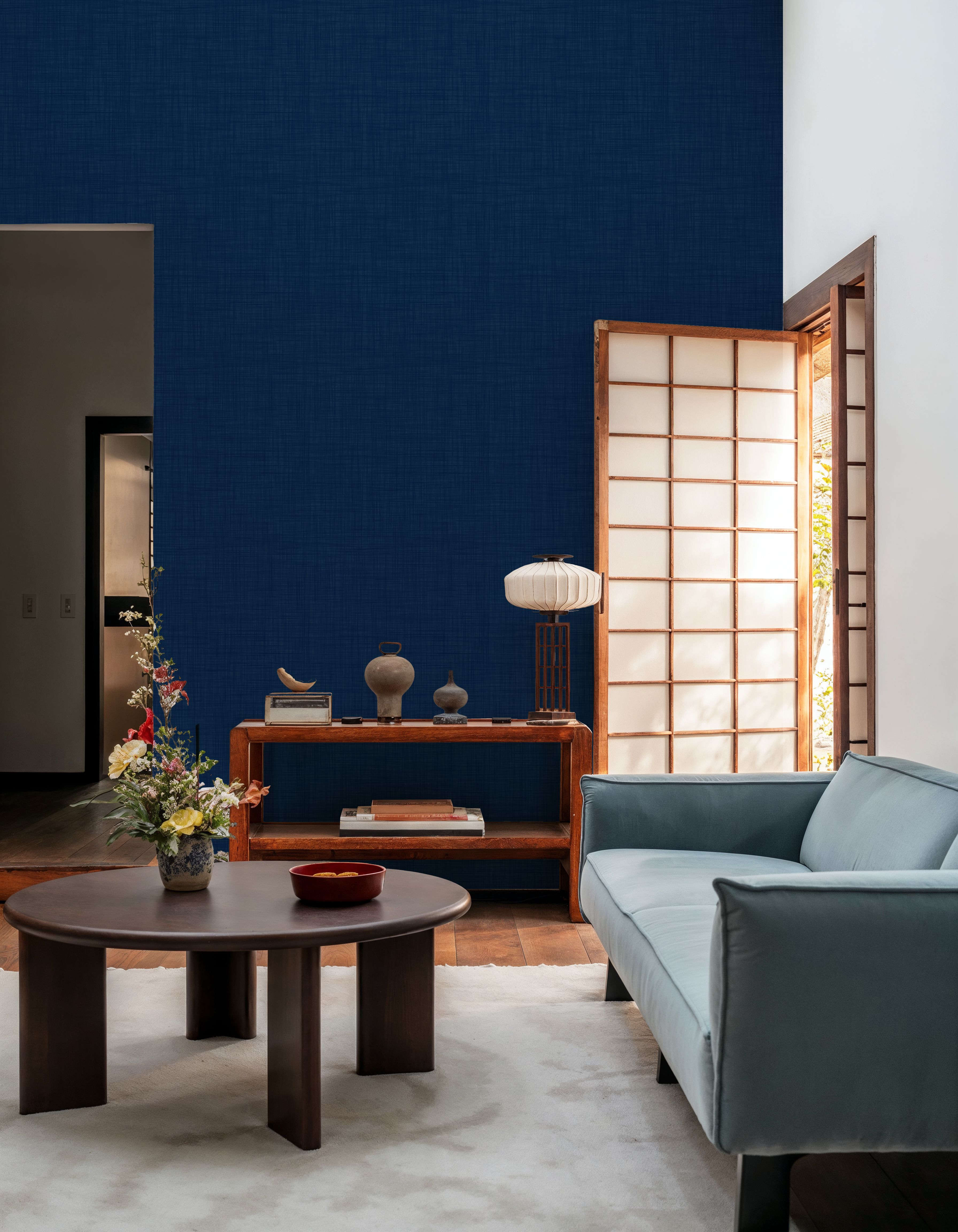 Mottled Linen Effect, Indigo Denim