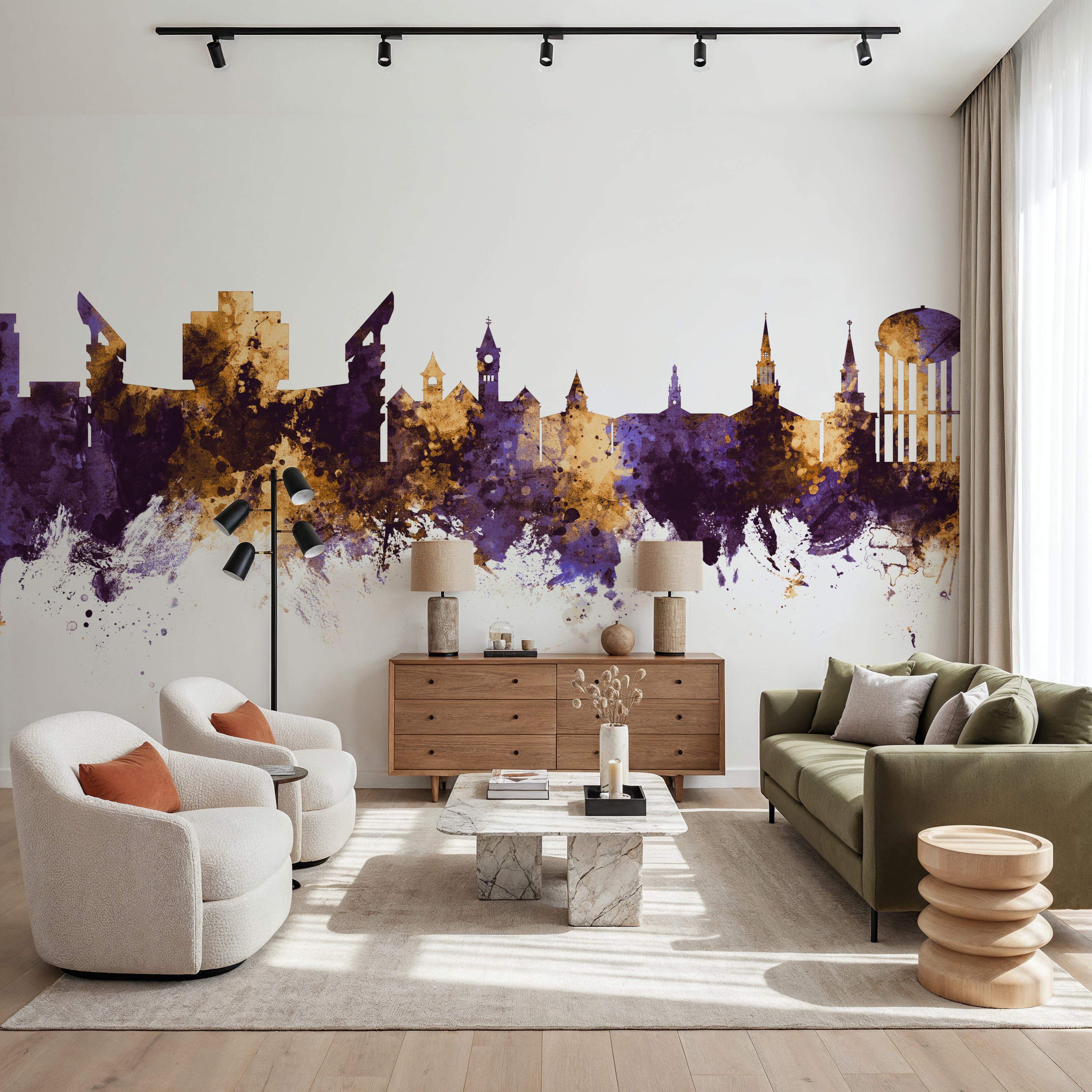 Auburn Alabama Skyline Purple & Gold