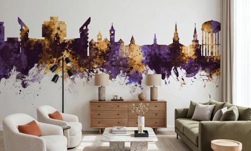Auburn Alabama Skyline Purple & Gold