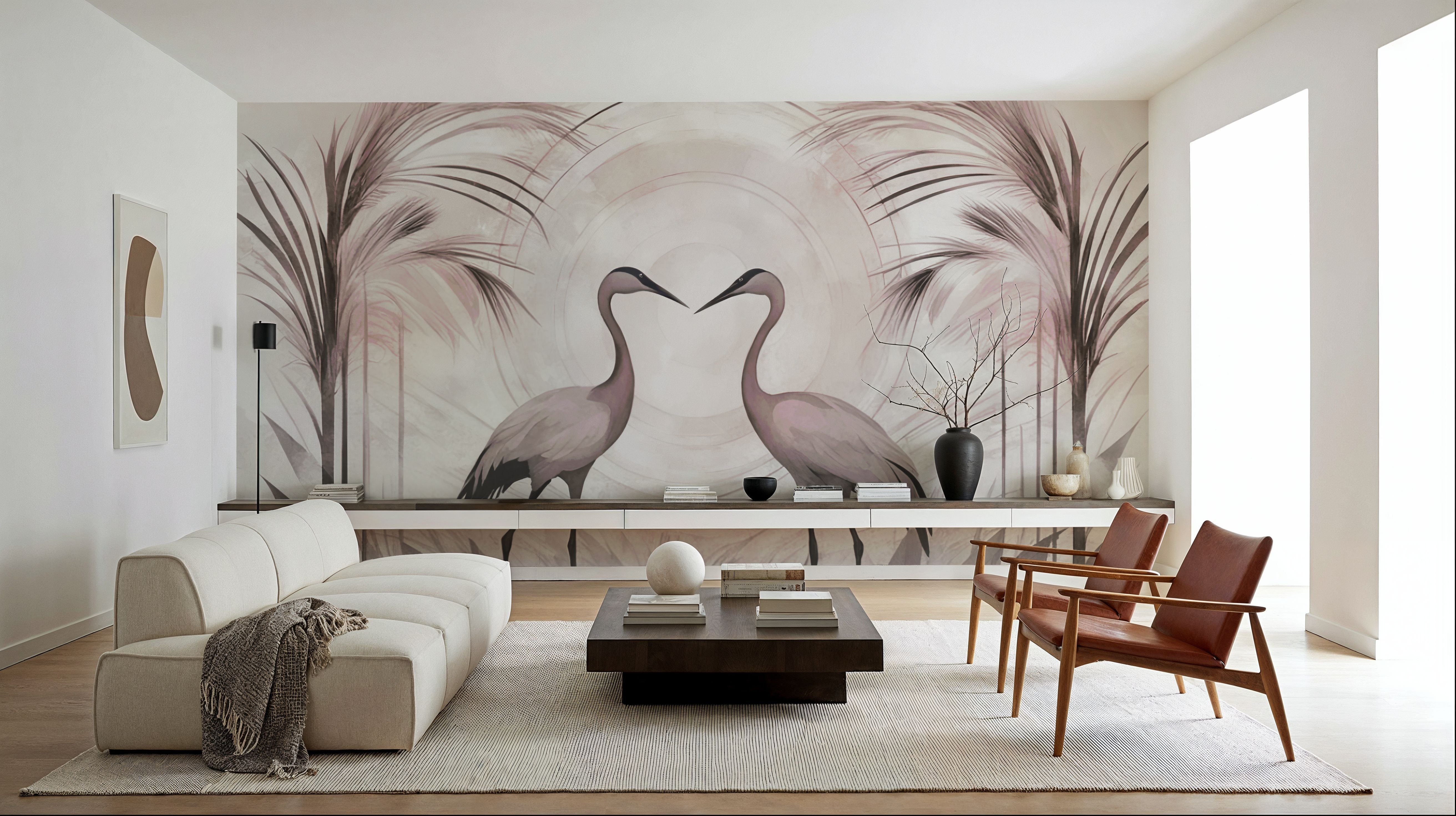 Cranes at Sunset Smoke