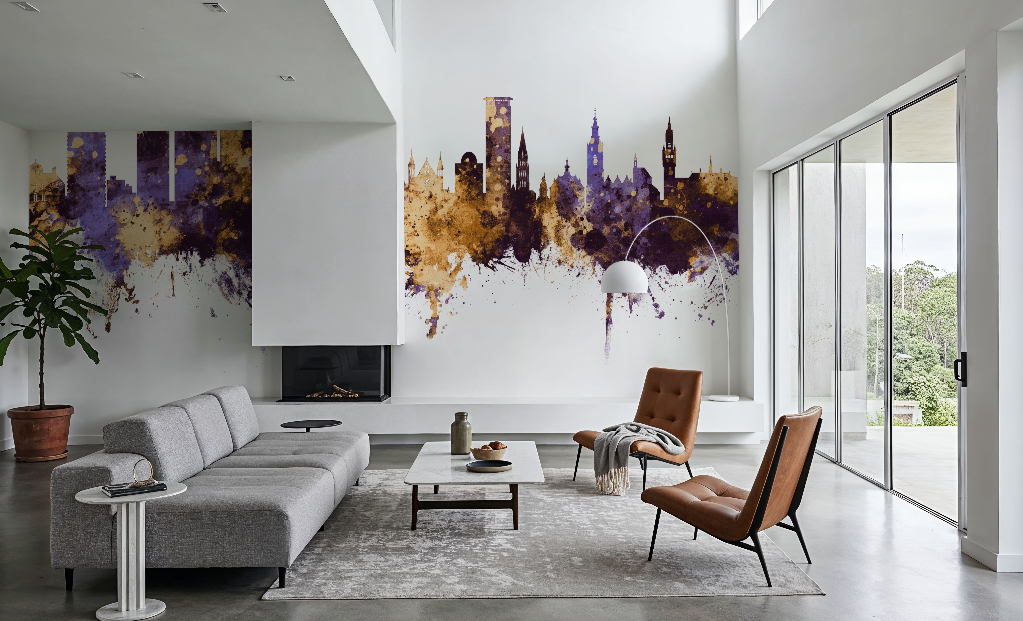 The Hauge Netherlands Skyline Purple & Gold