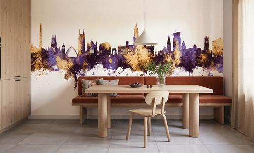 Bolton England Skyline Purple & Gold