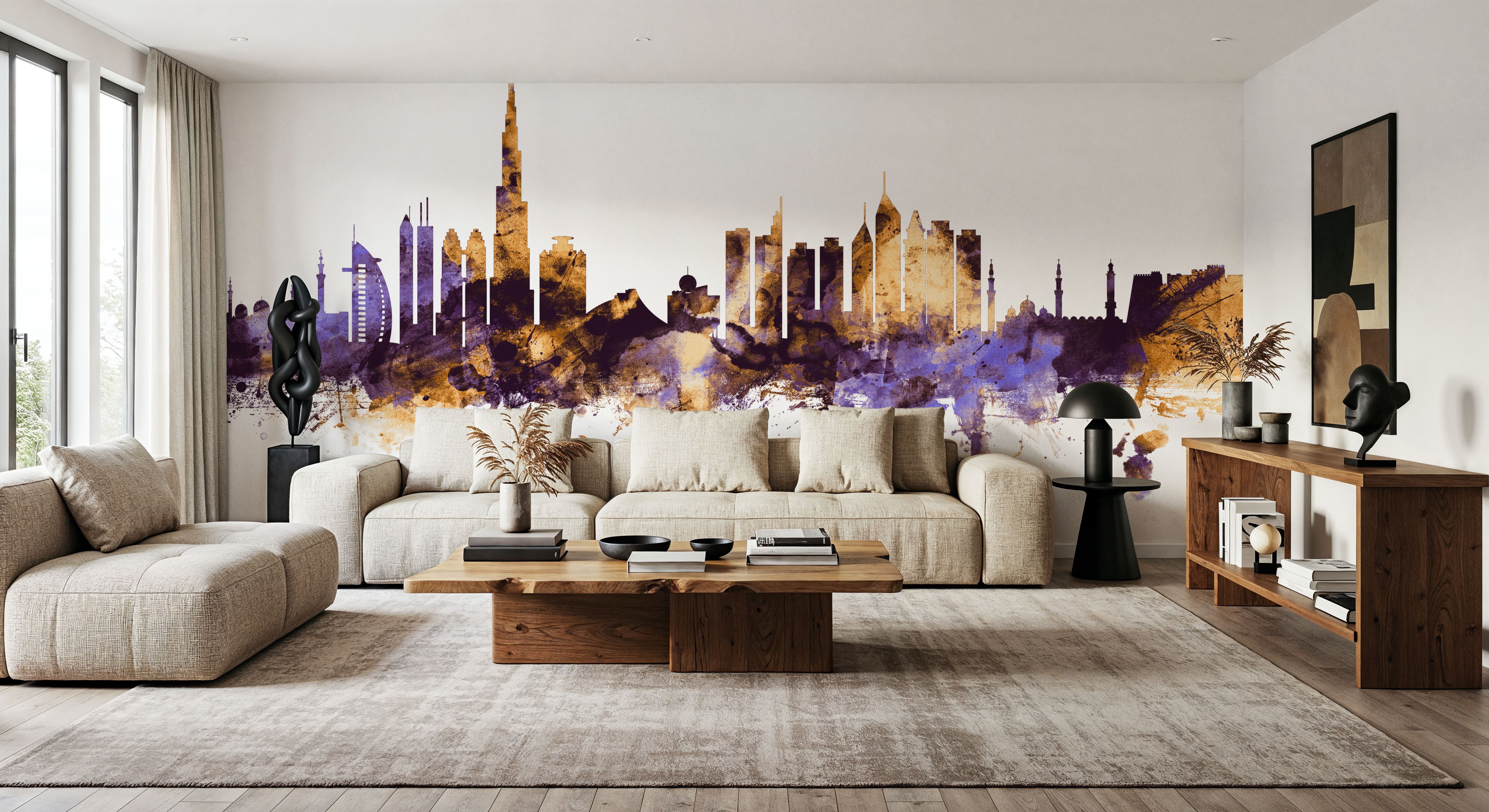 Dubai Skyline Purple & Gold