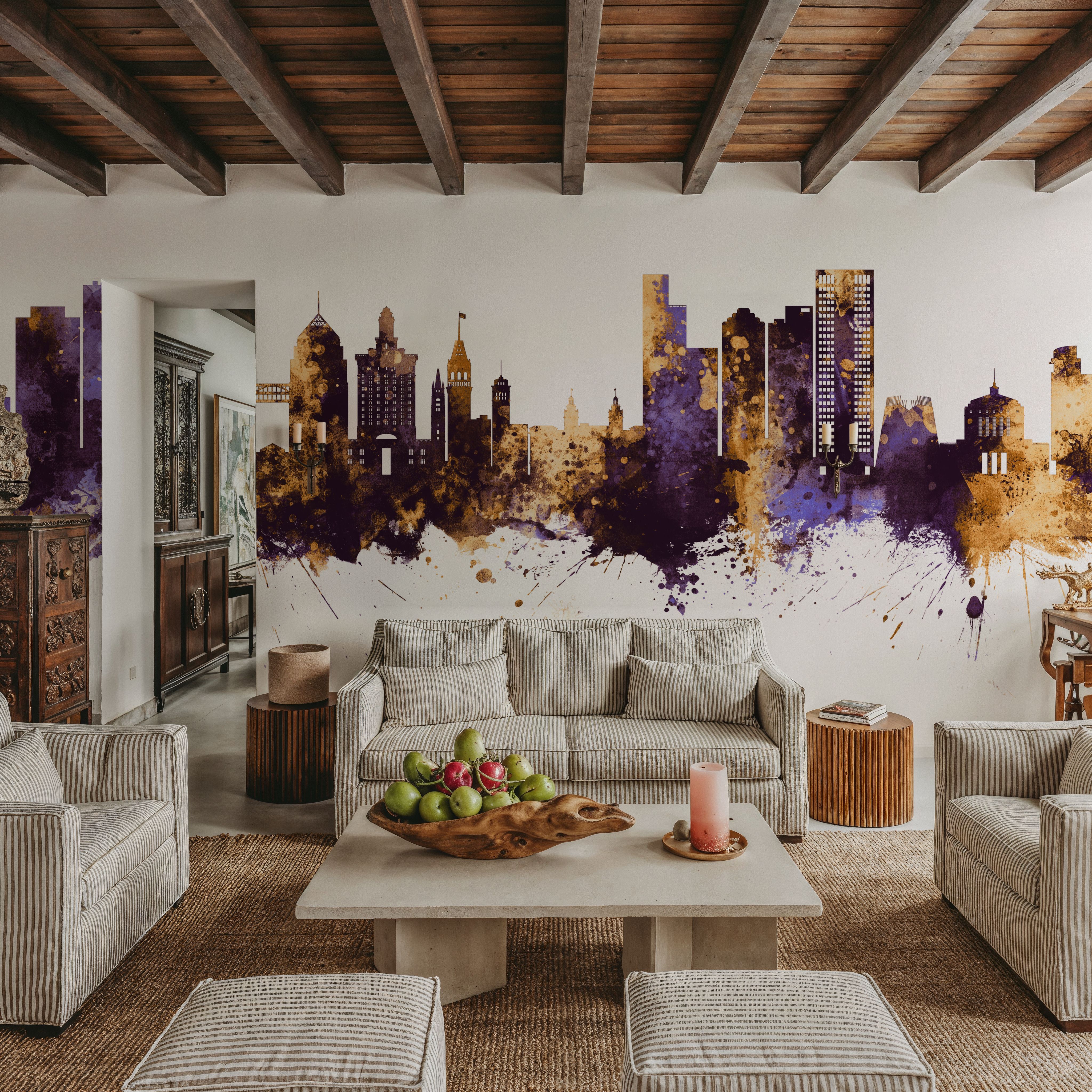 Oakland California Skyline Purple & Gold