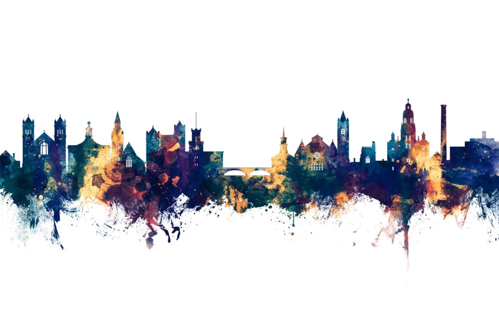 Nashua New Hampshire Skyline Blue & Bronze