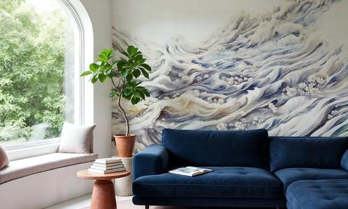 Romantic Waves Blue Yellow