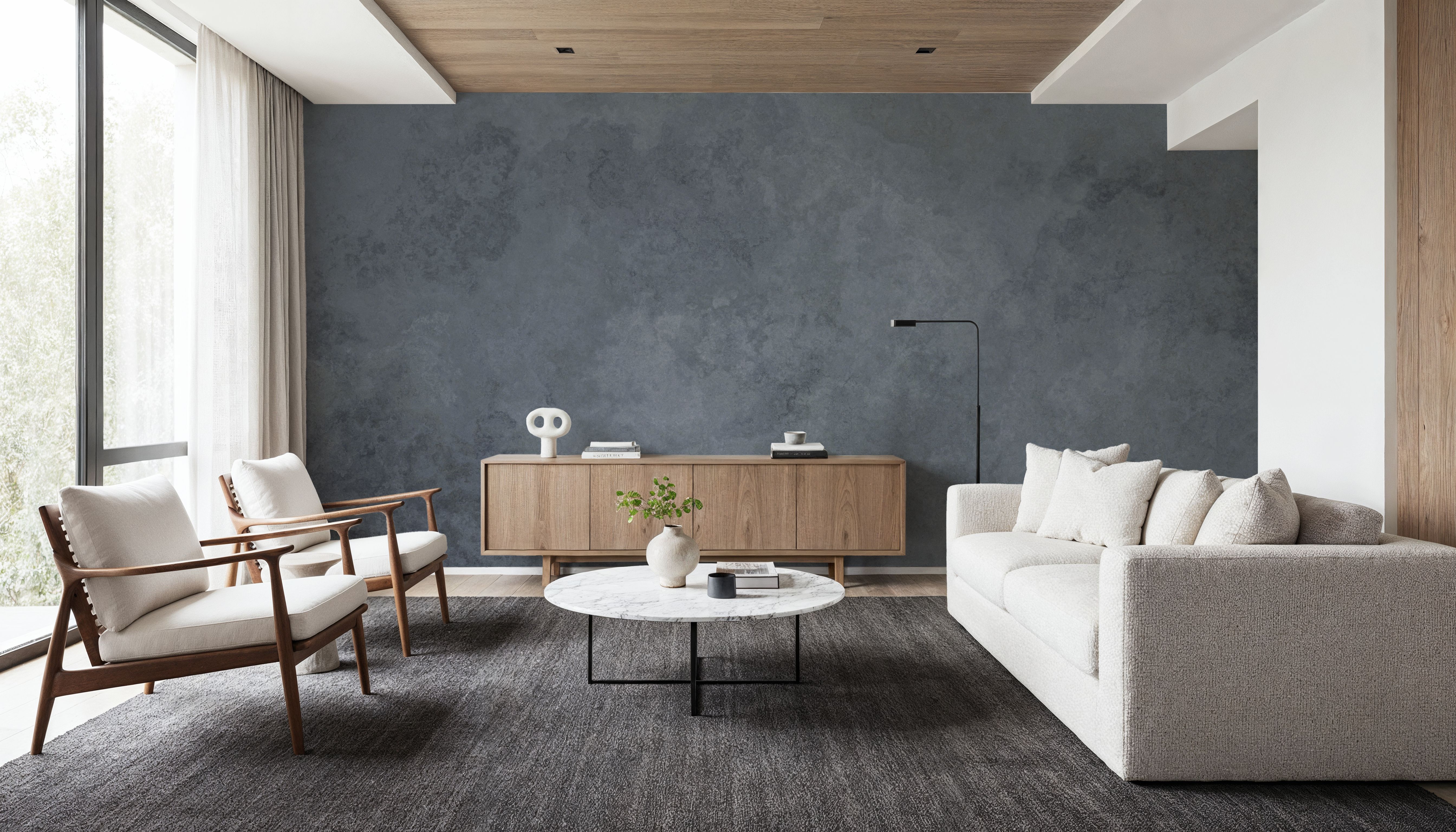 Subtle Plaster Wall, Dark Blue