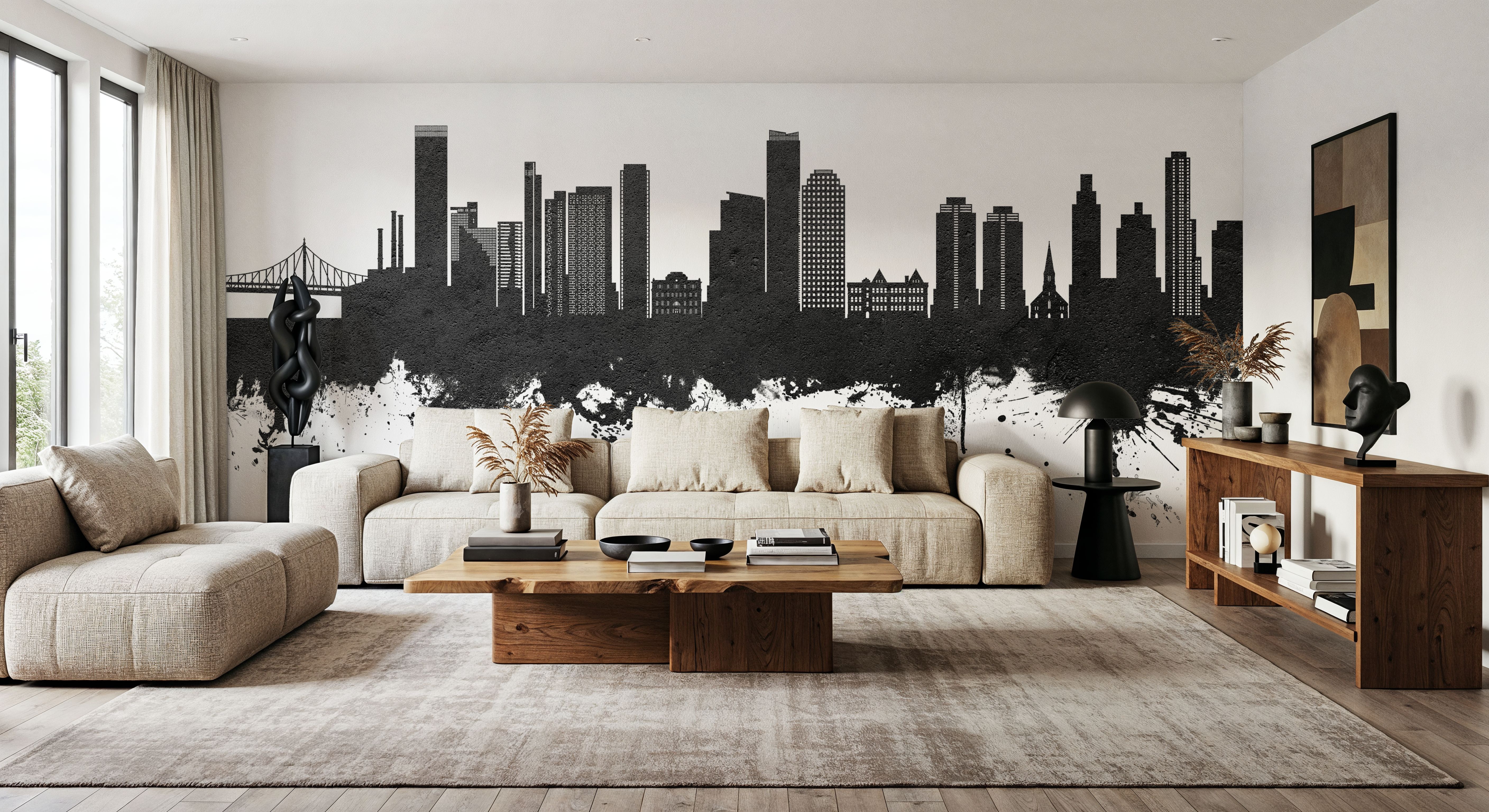 Queens New York Skyline Black & White