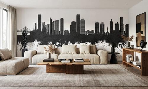 Queens New York Skyline Black & White