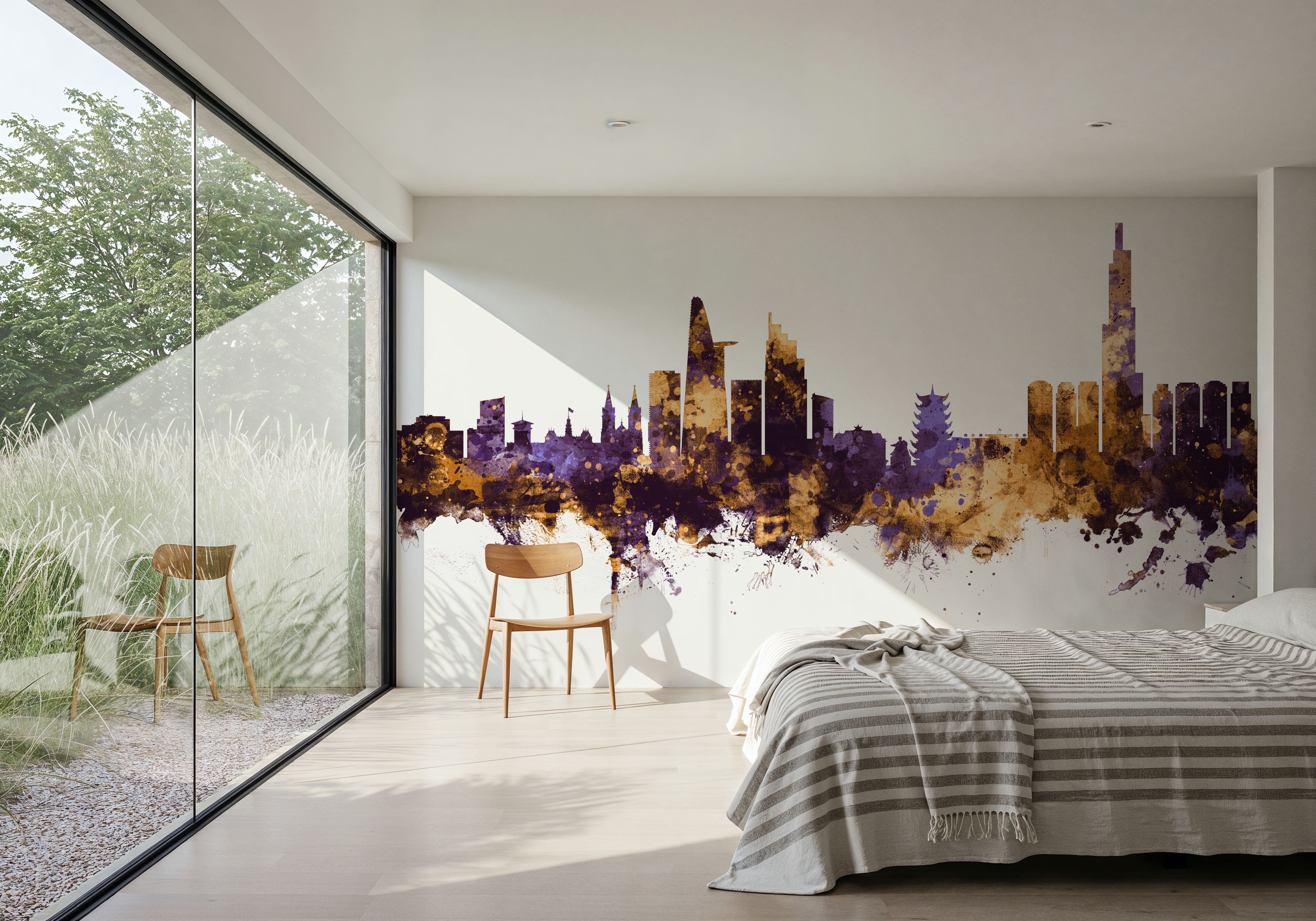 Ho Chi Minh City Vietnam Skyline Purple & Gold, Wallpaper