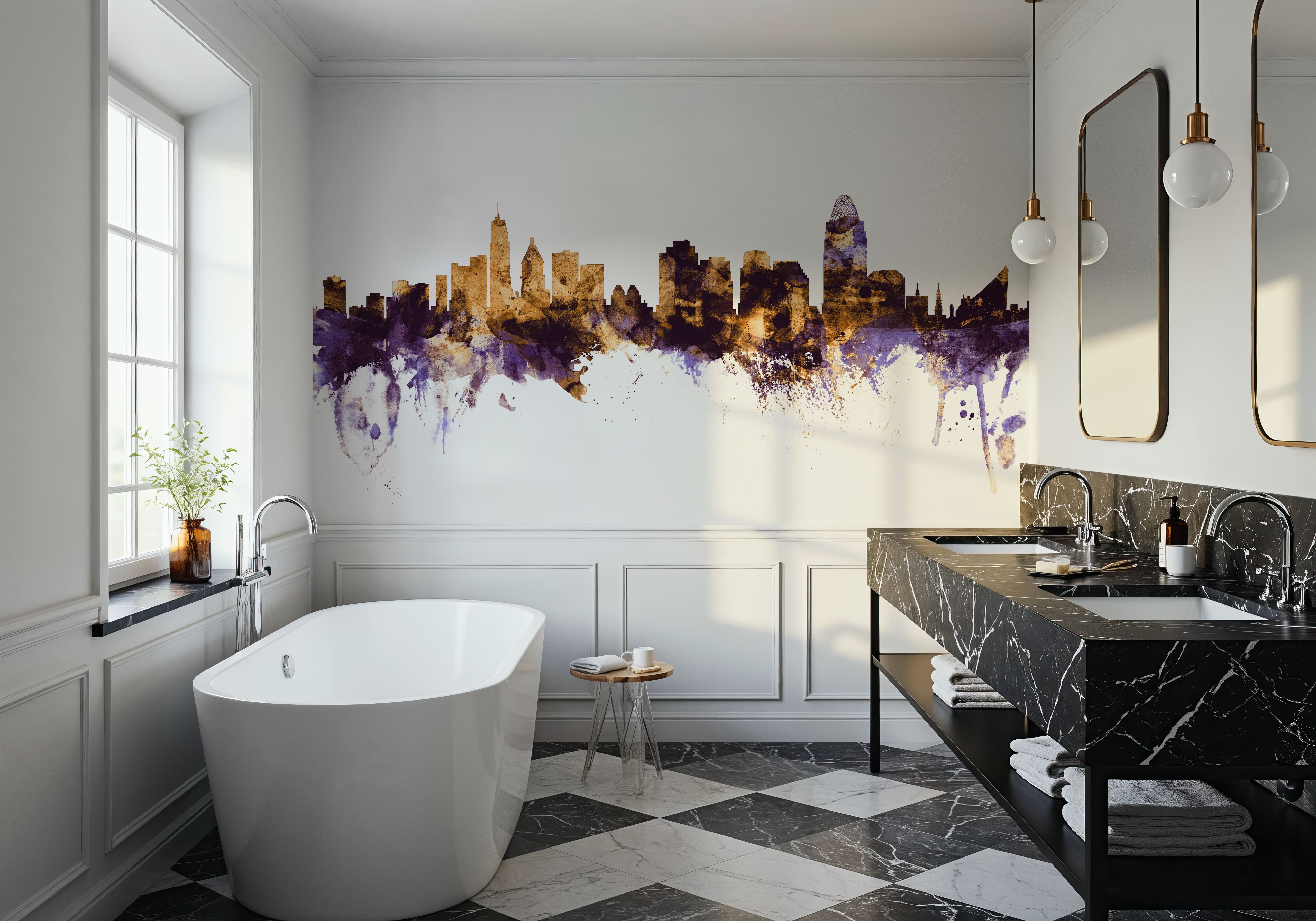 Cincinnati Ohio Skyline Purple & Gold