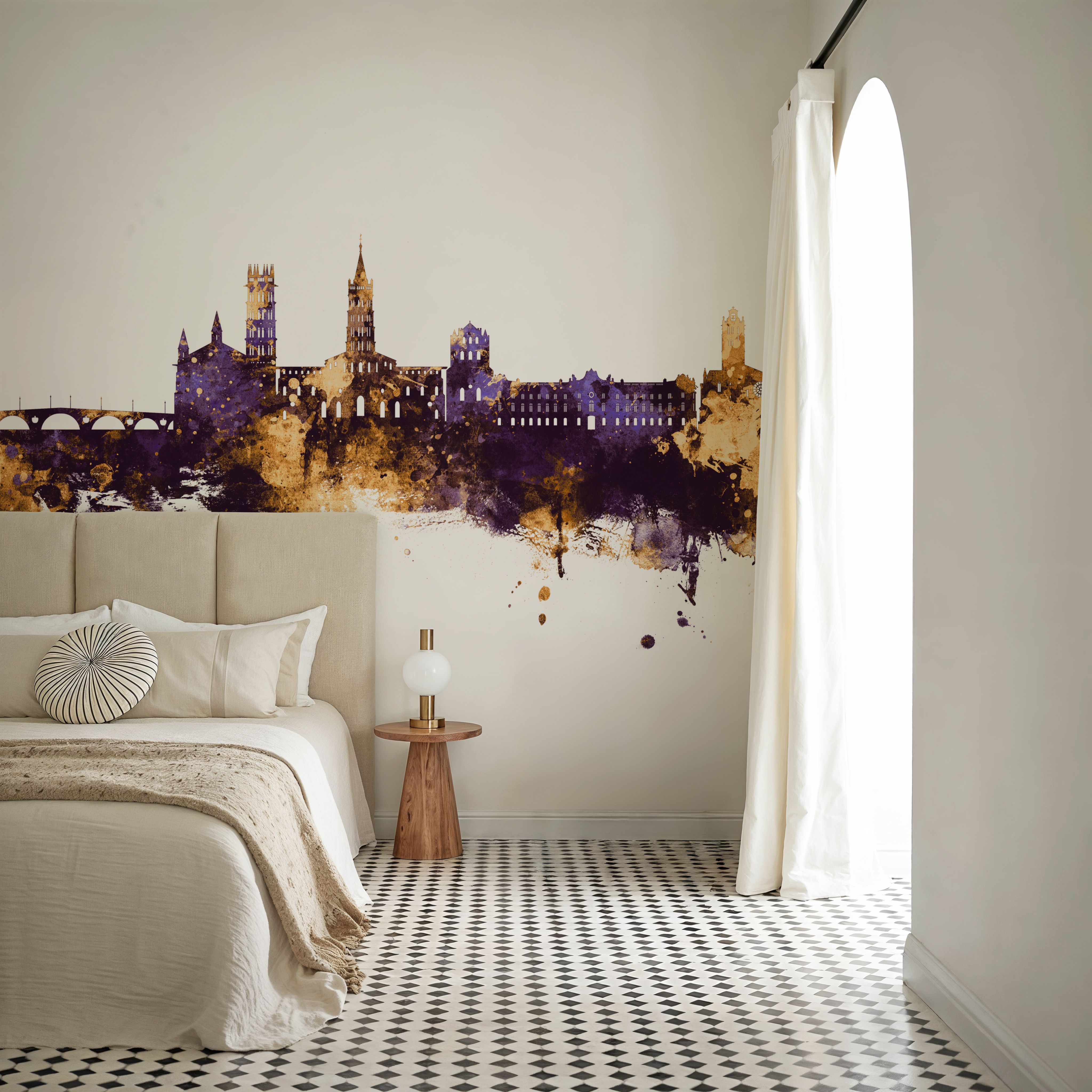 Toulouse France Skyline Purple & Gold