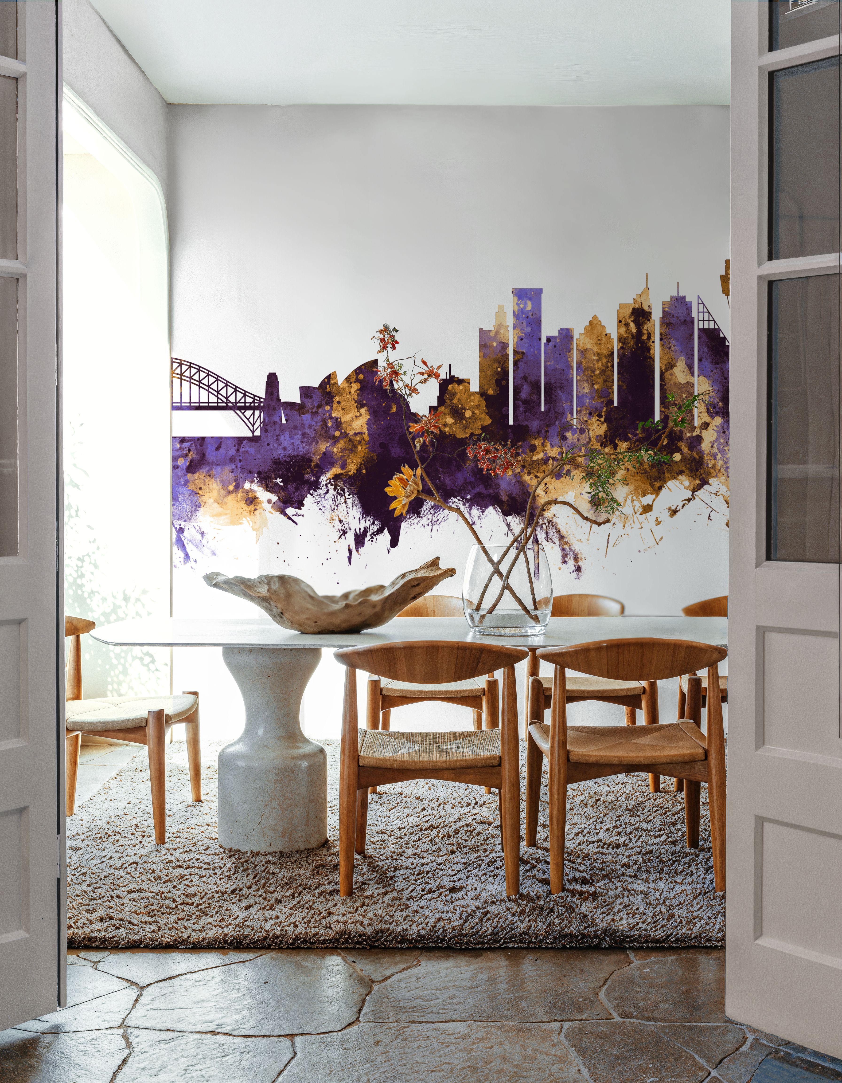 Sydney Australia Skyline Purple & Gold