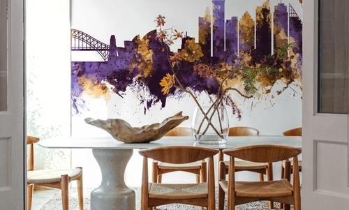 Sydney Australia Skyline Purple & Gold