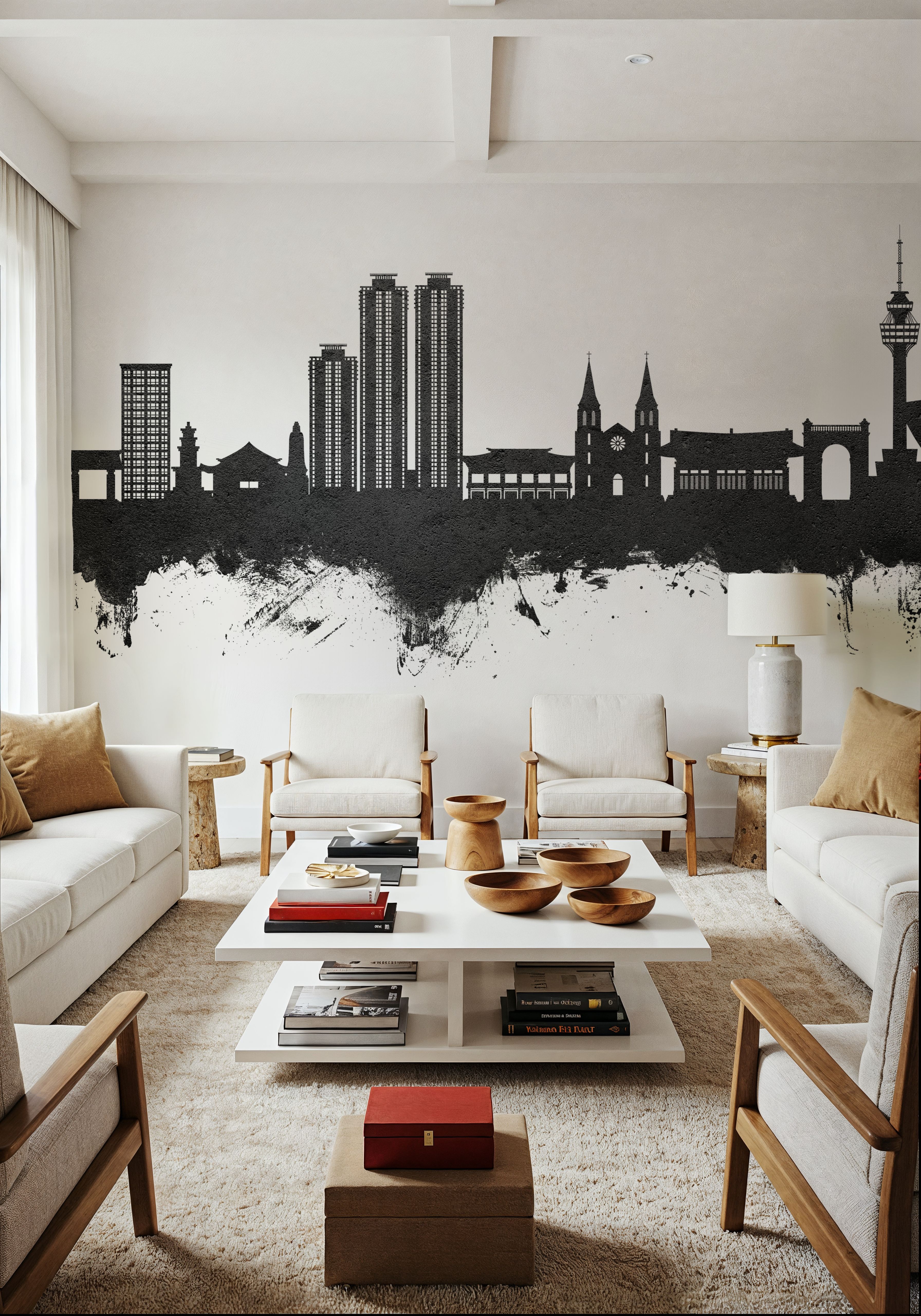 Daegu South Korea Skyline Black & White