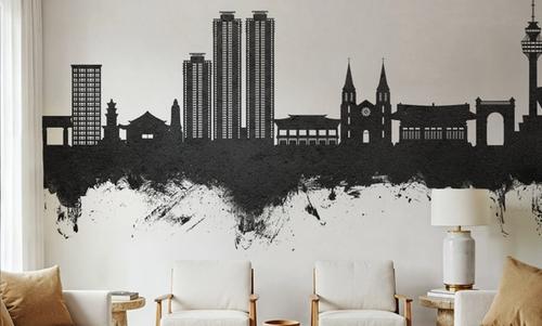 Daegu South Korea Skyline Black & White