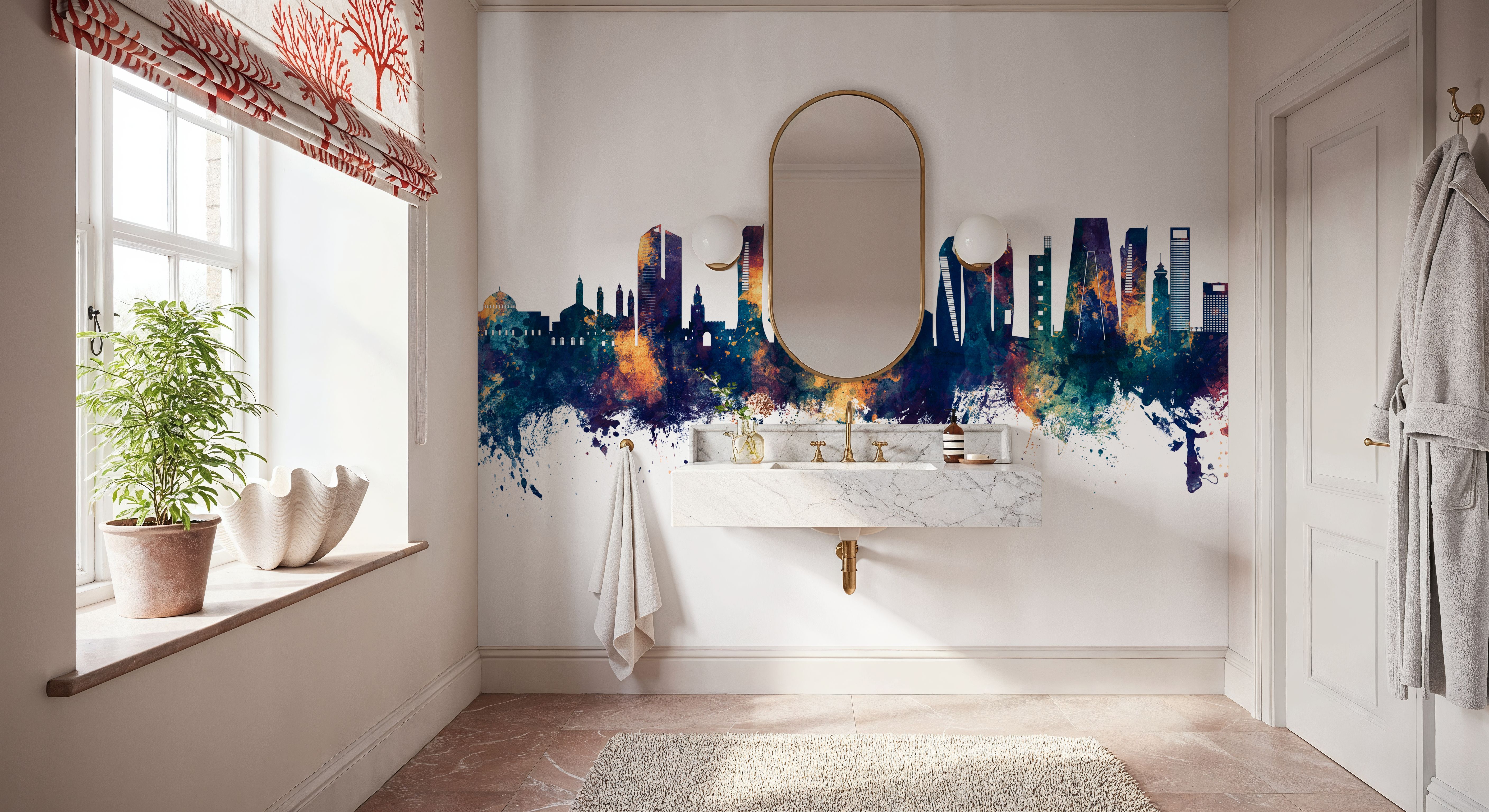 Kuwait City Skyline Blue & Bronze