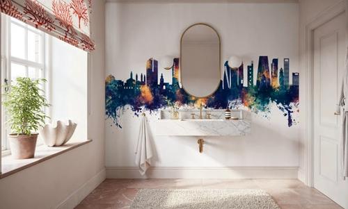 Kuwait City Skyline Blue & Bronze