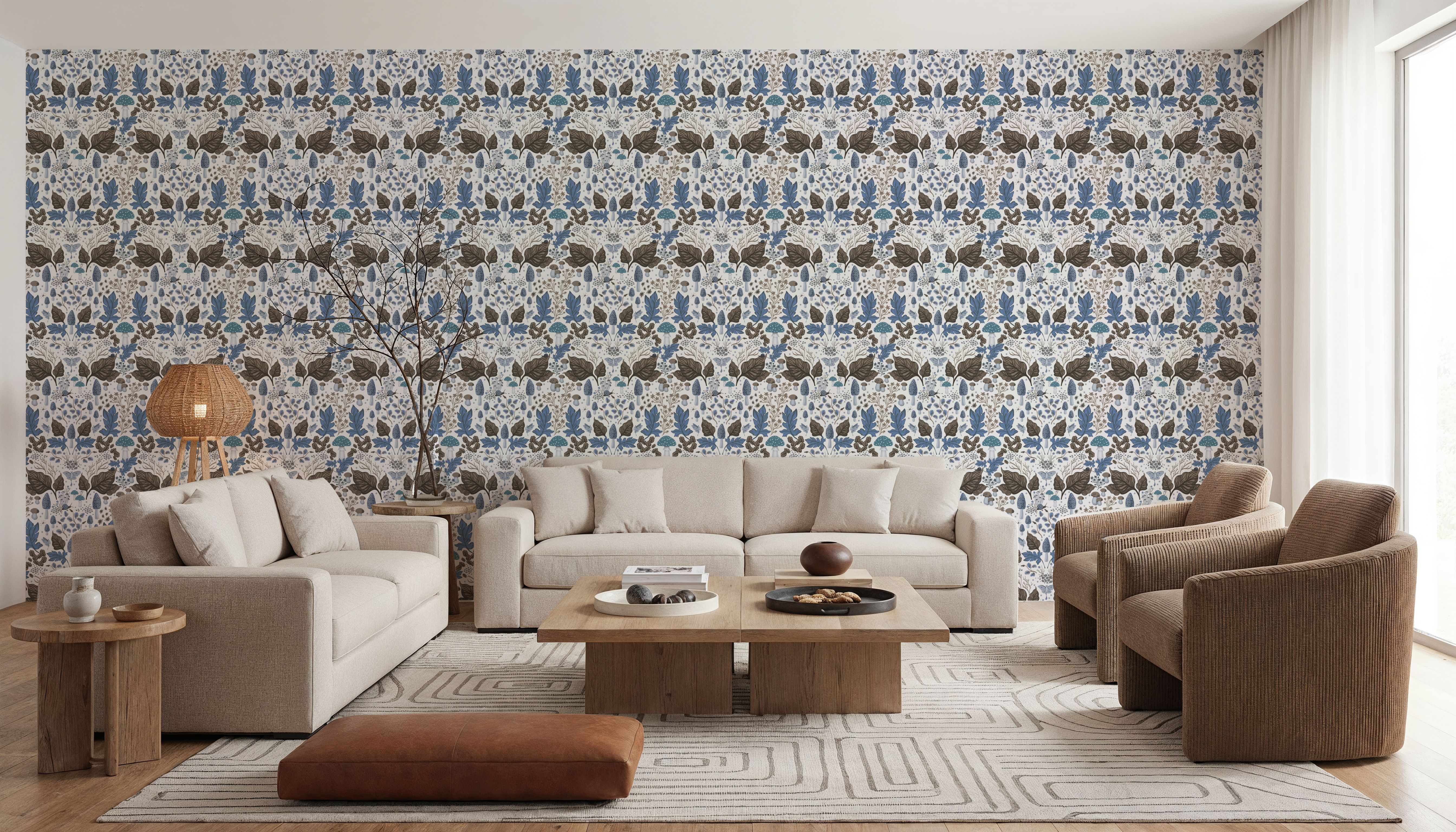Autumn Forest Illustration, Light Blue