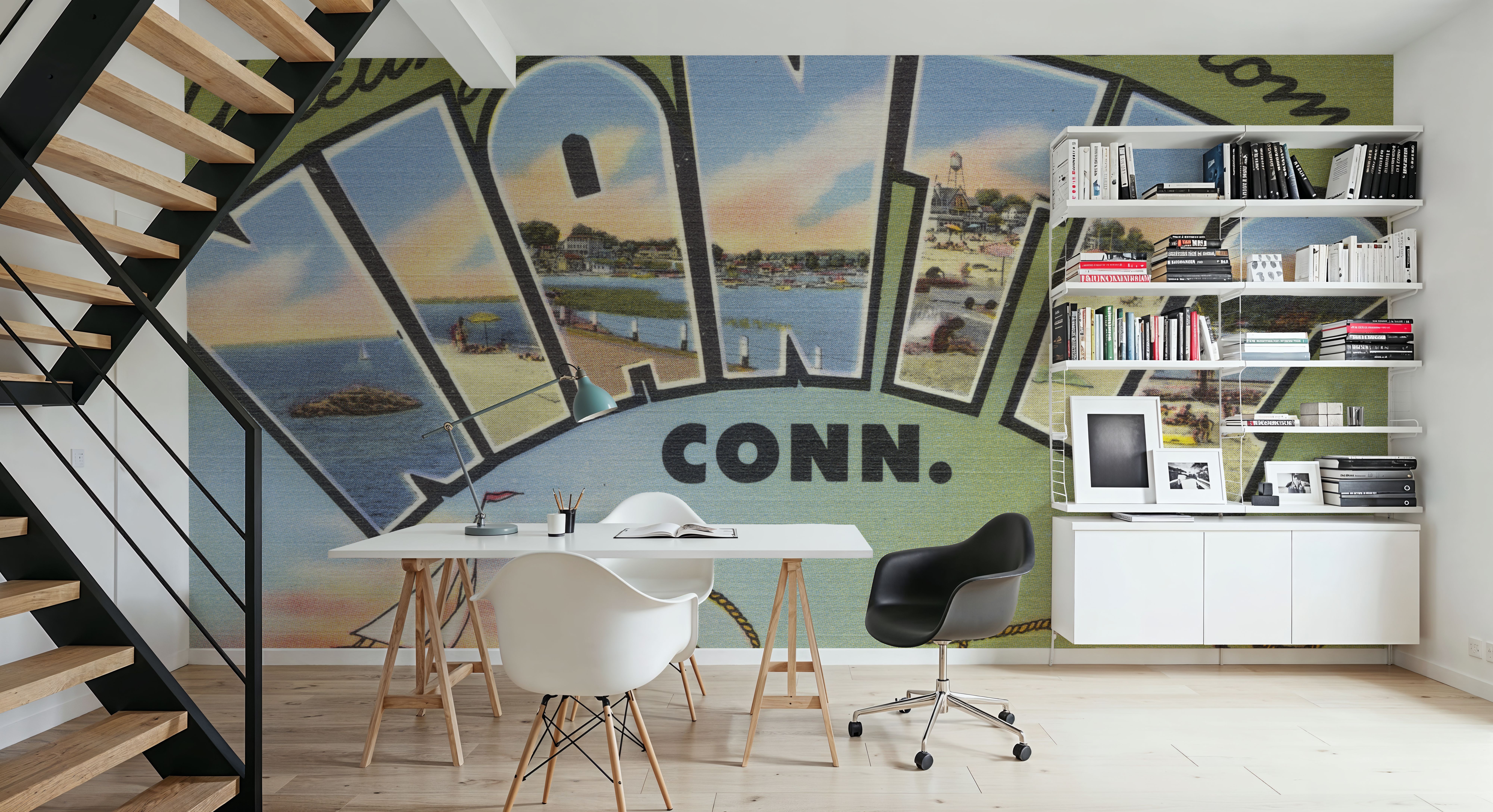 Greetings from Niantic - Screenprint Postcard, Tapeten