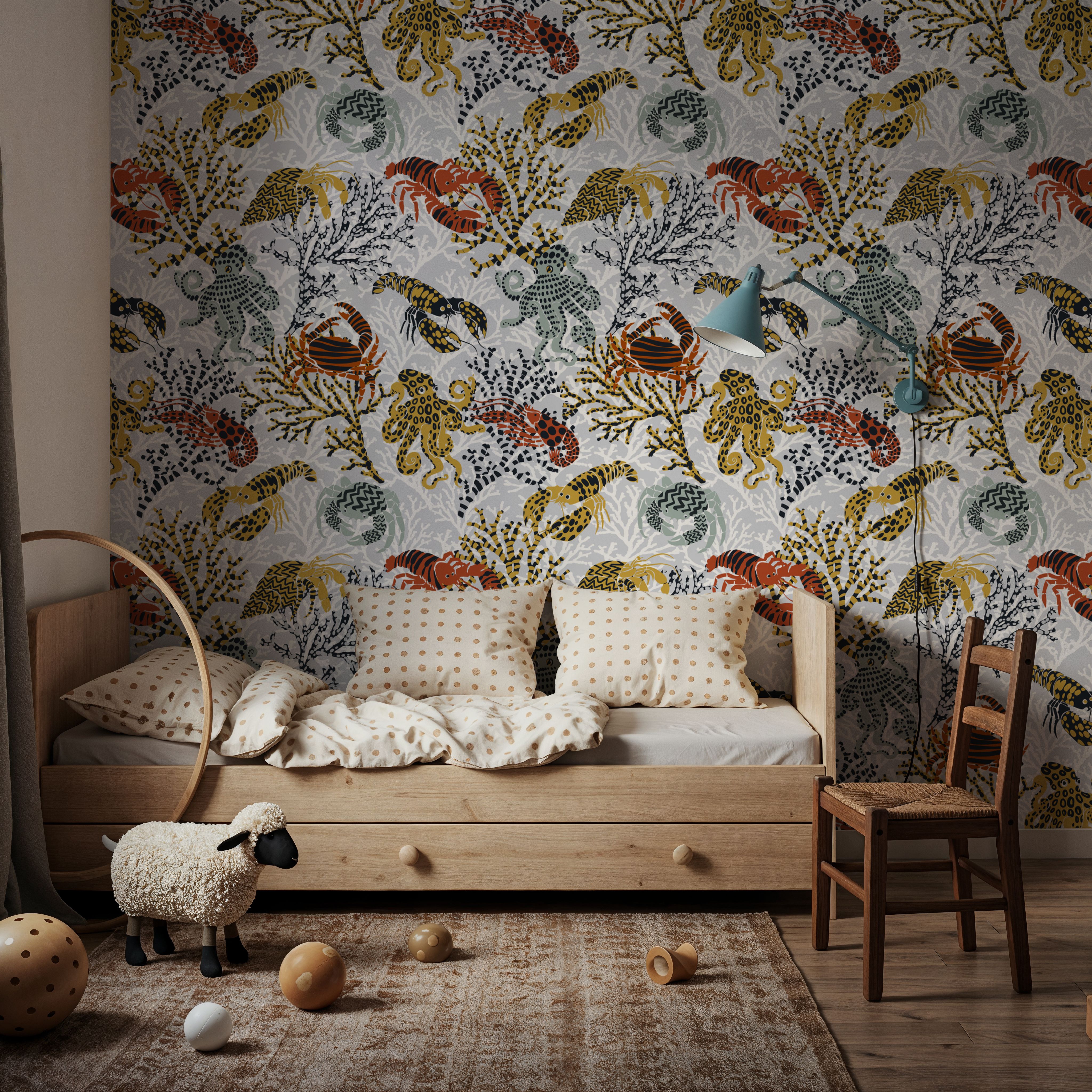 Vibrant Coral Reef, Grey