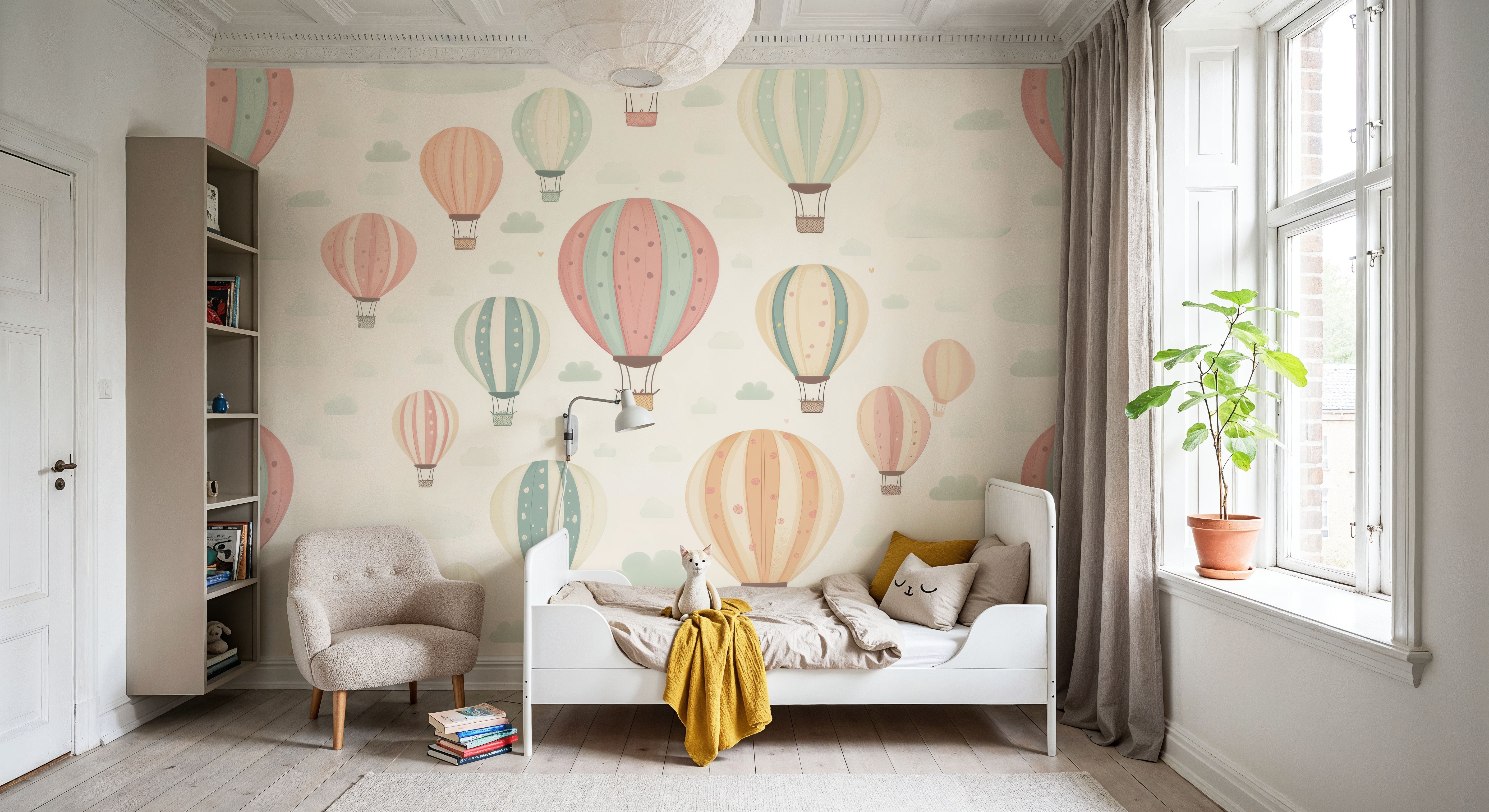 Hot Air Balloon Cloudy White