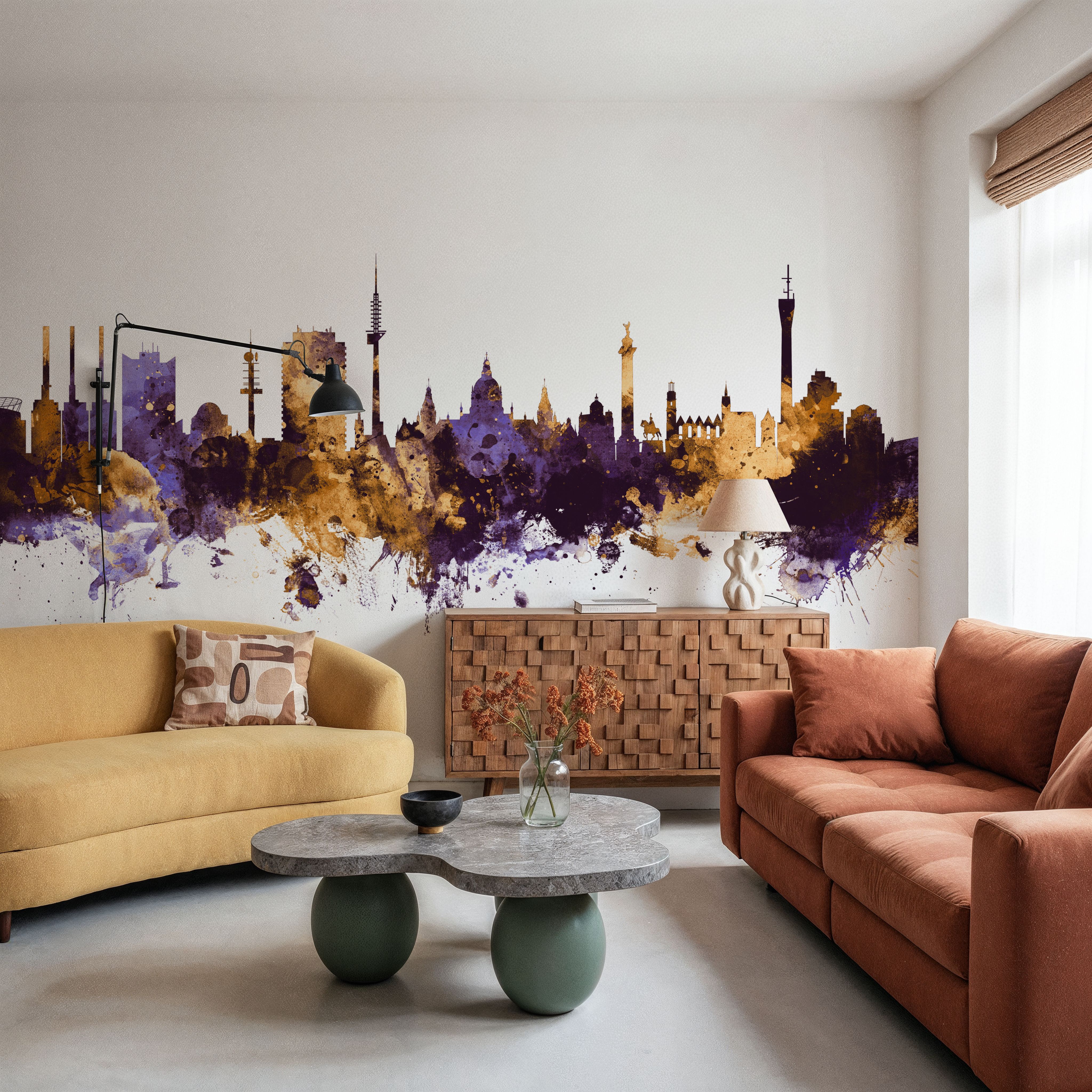 Hannover Germany Skyline Purple & Gold