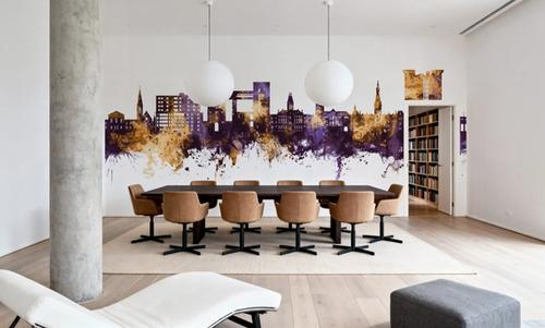 Ithaca New York Skyline Purple & Gold