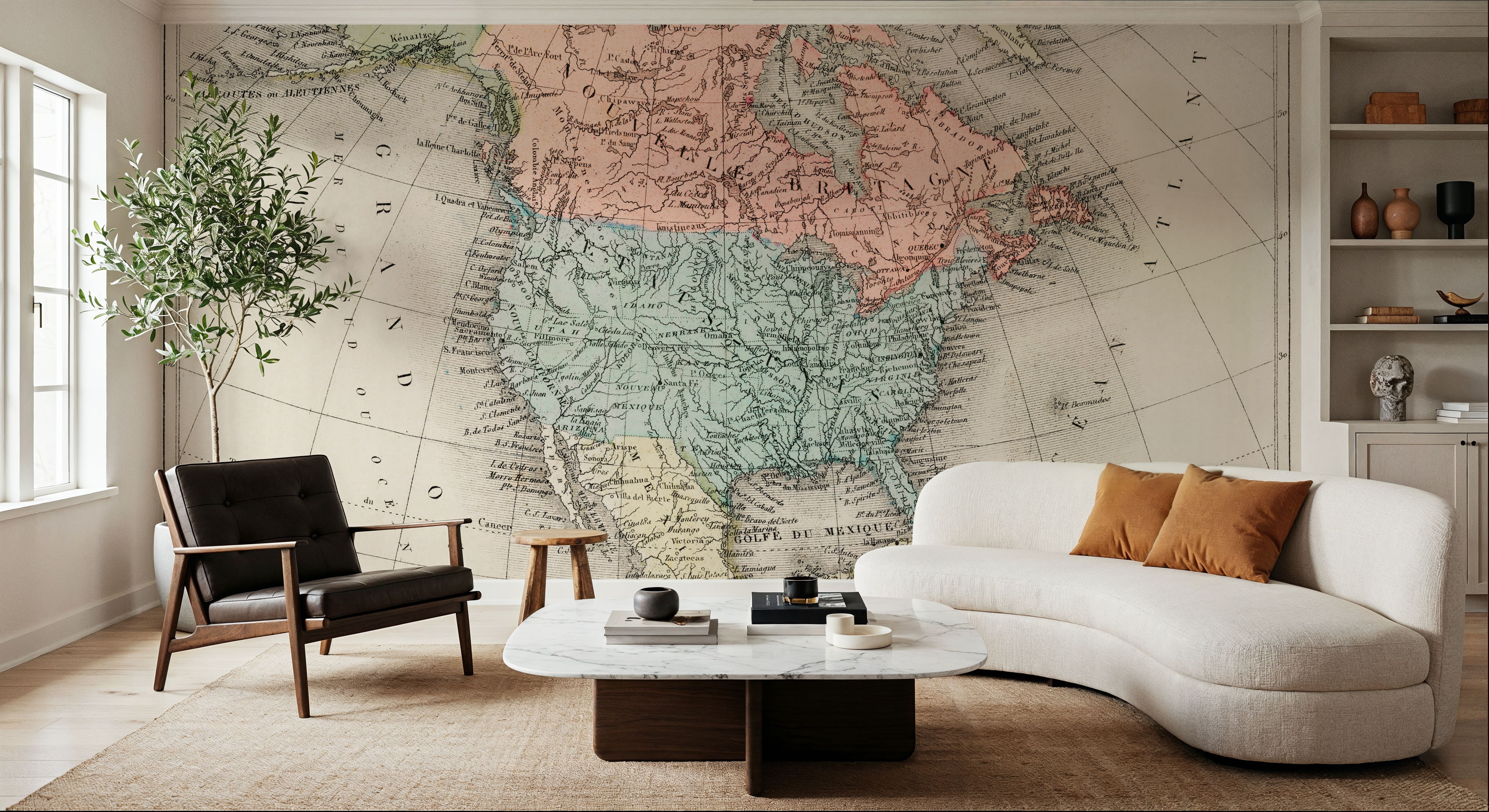 "Amerique Du Nord" From Atlas Universel By Arthème Fayard, Wallpaper