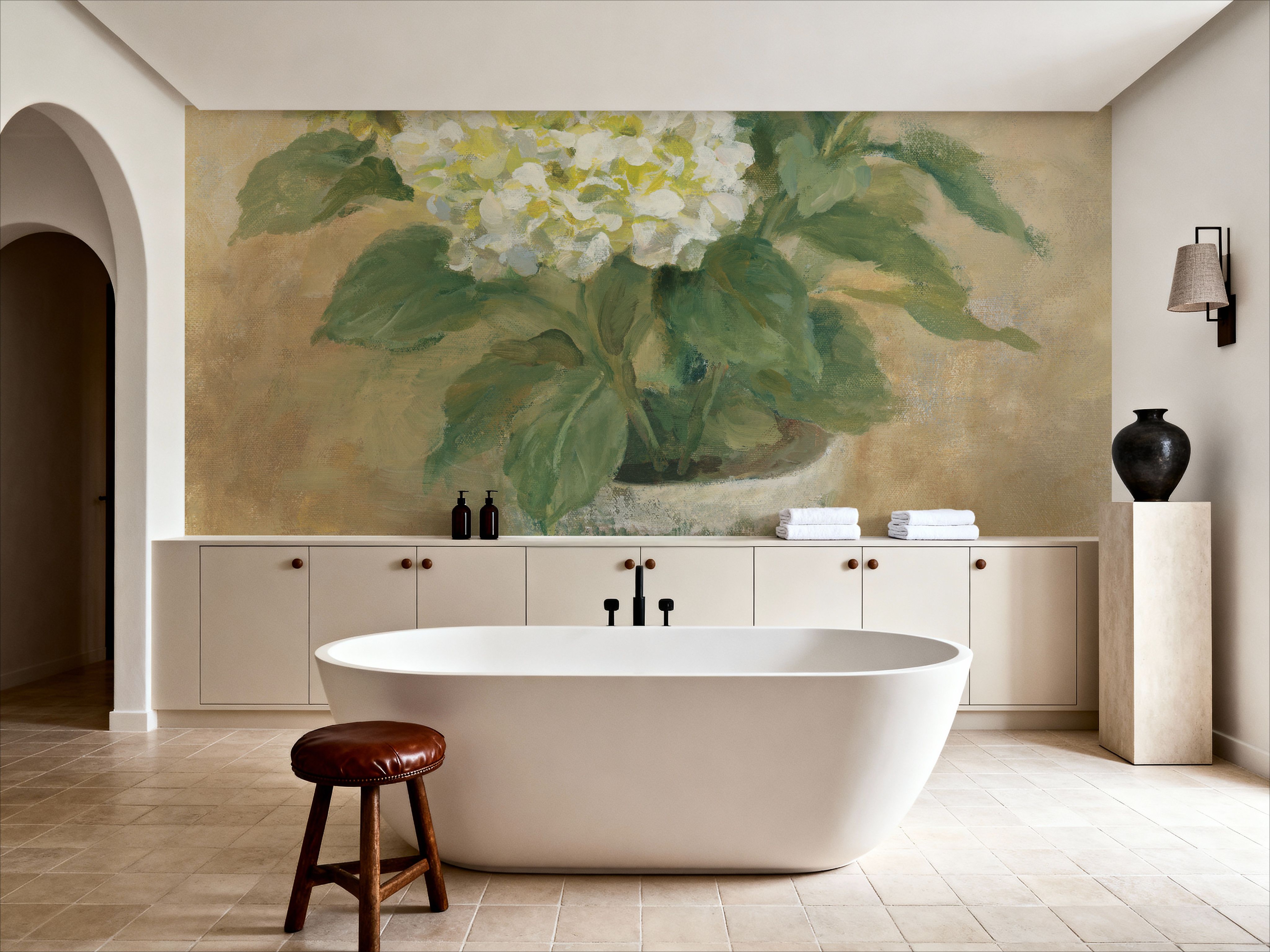 Pot of White Hydrangea