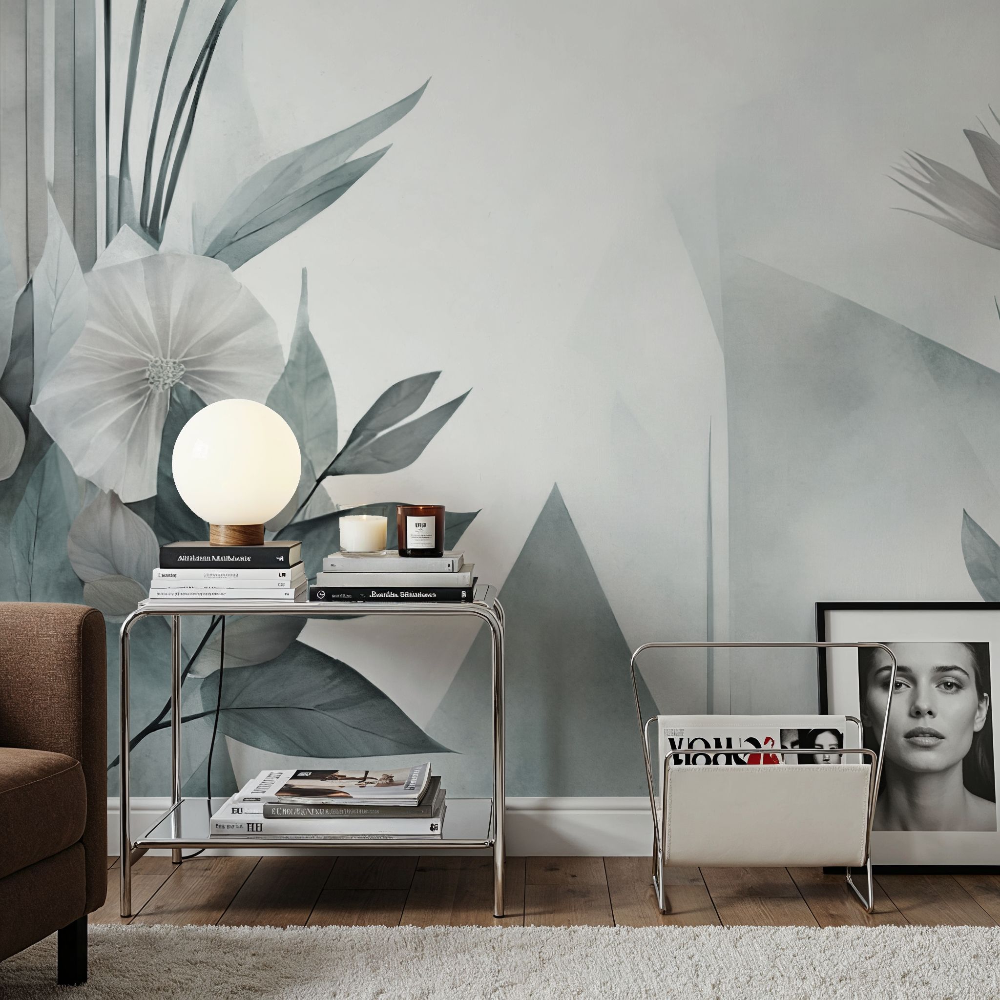 Floral Watercolor Abstract Teal