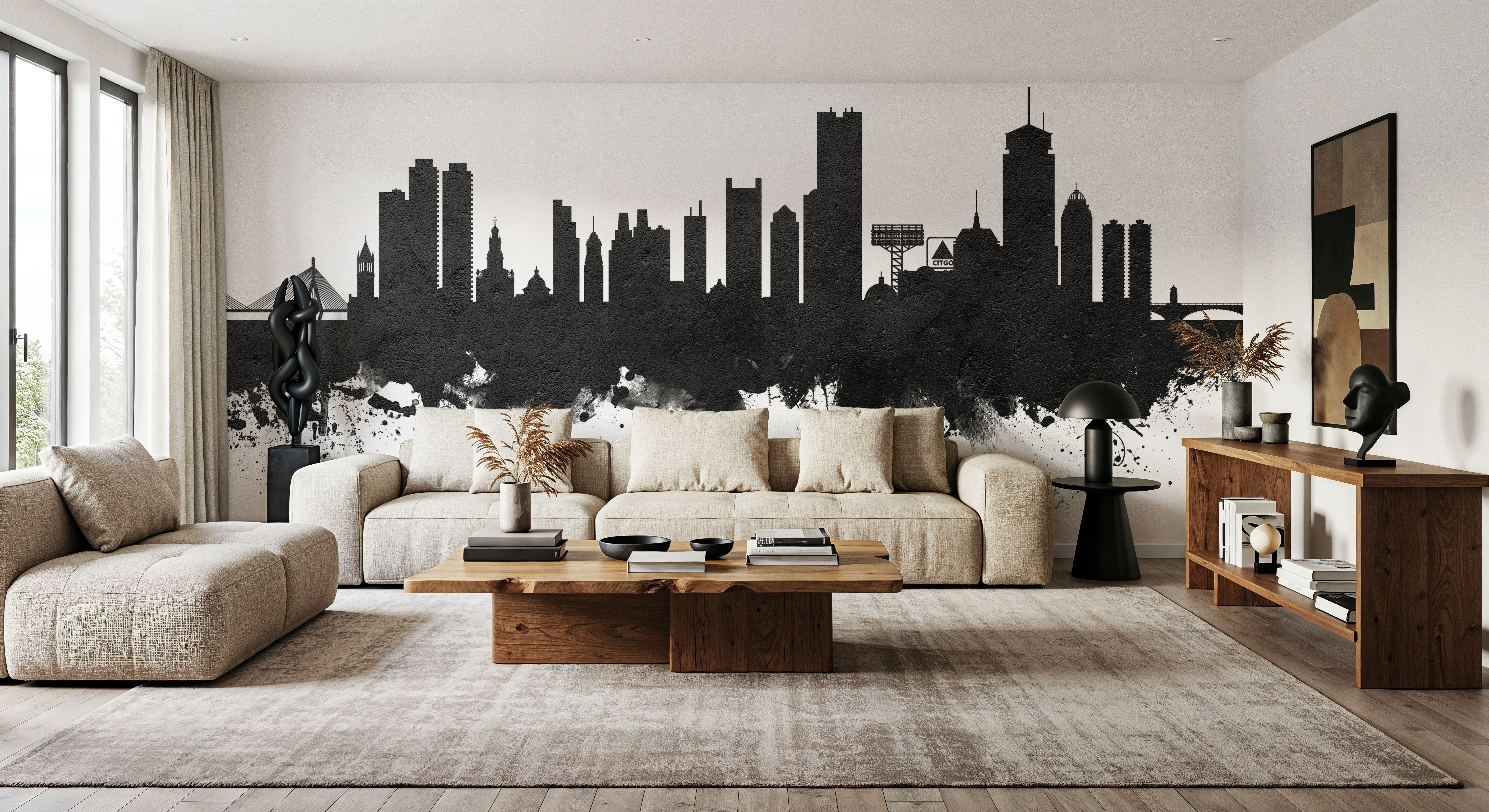 Boston Massachusettes Skyline Black & White