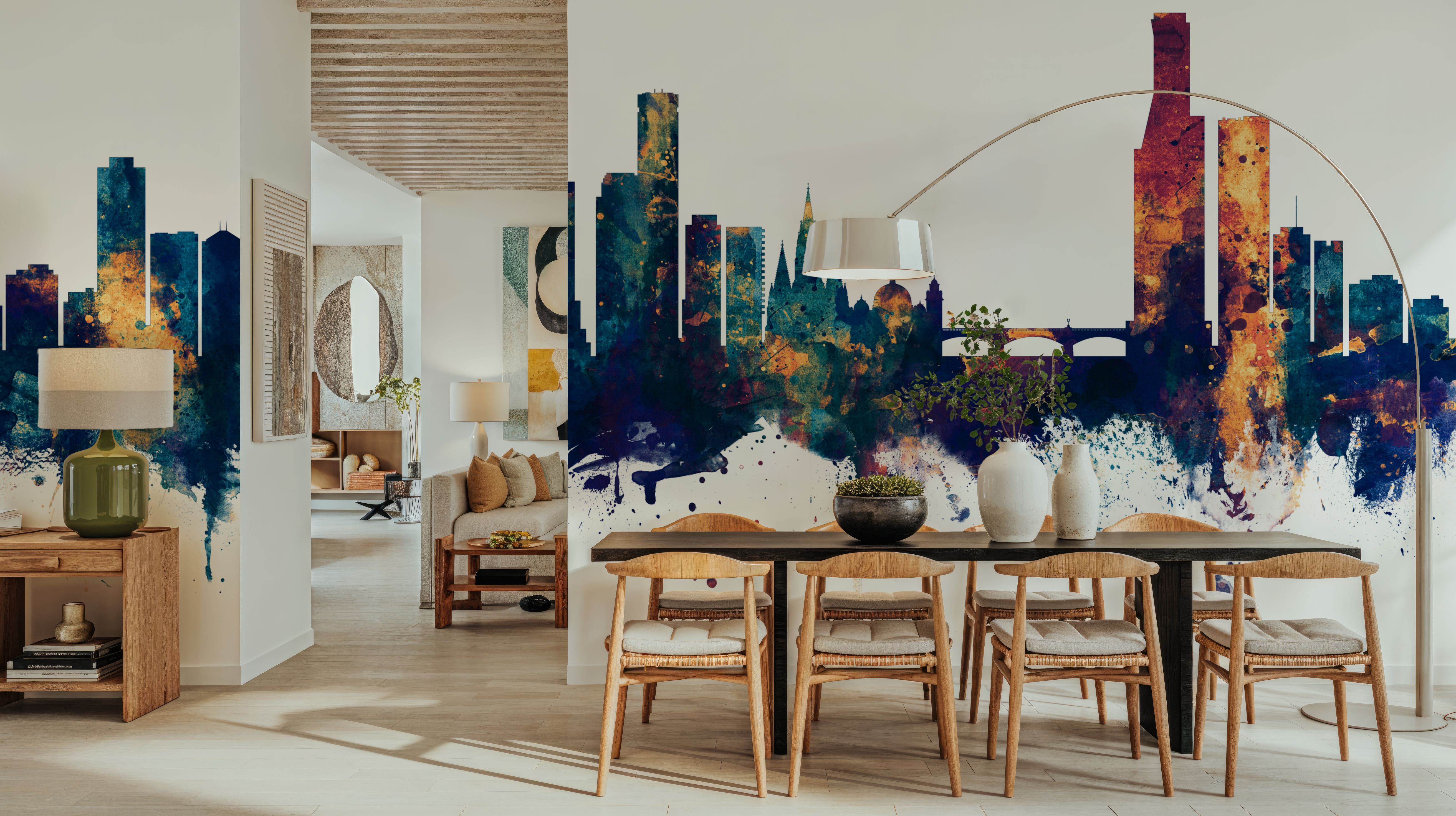 Melbourne Australia Skyline Blue & Bronze