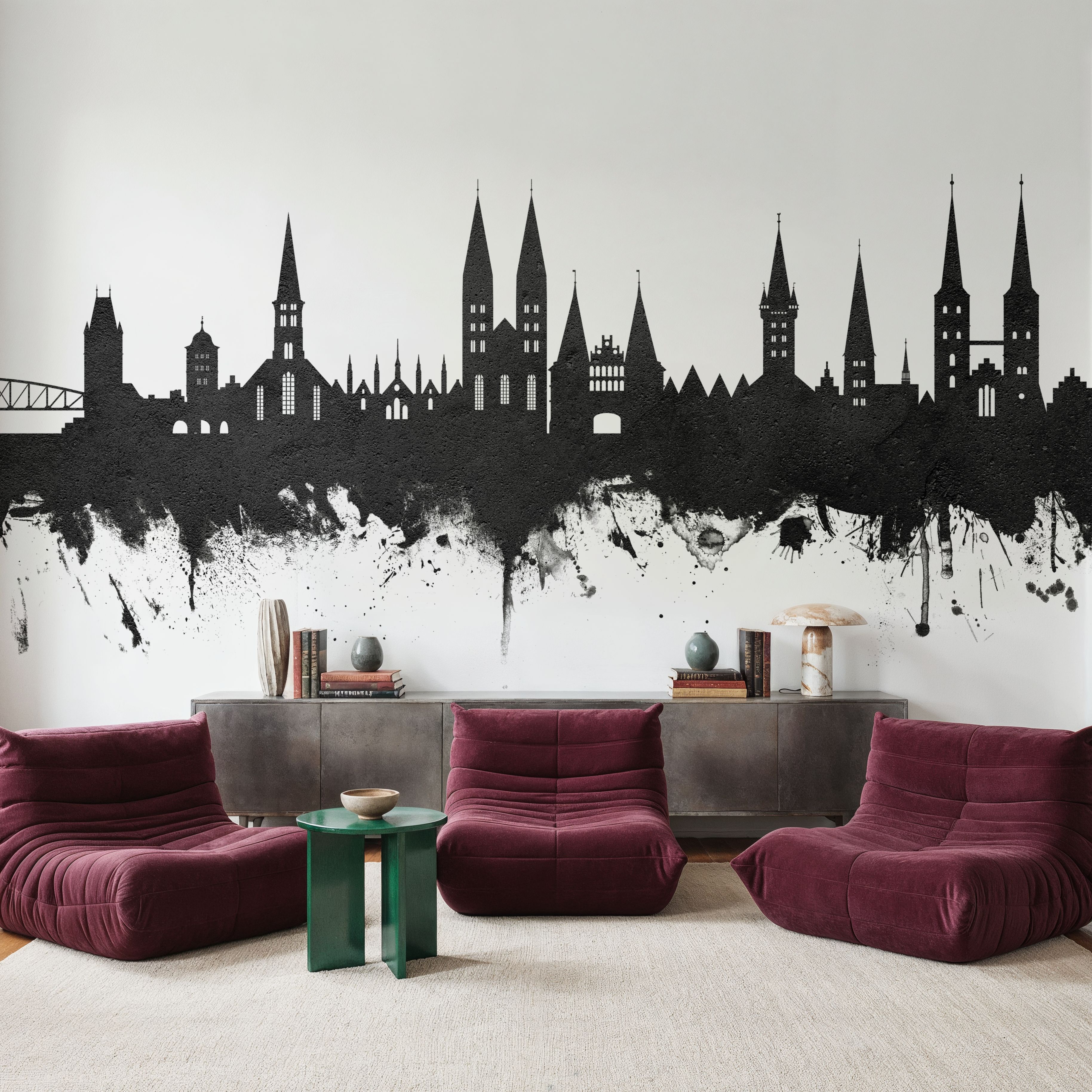 Lubeck Germany Skyline Black & White