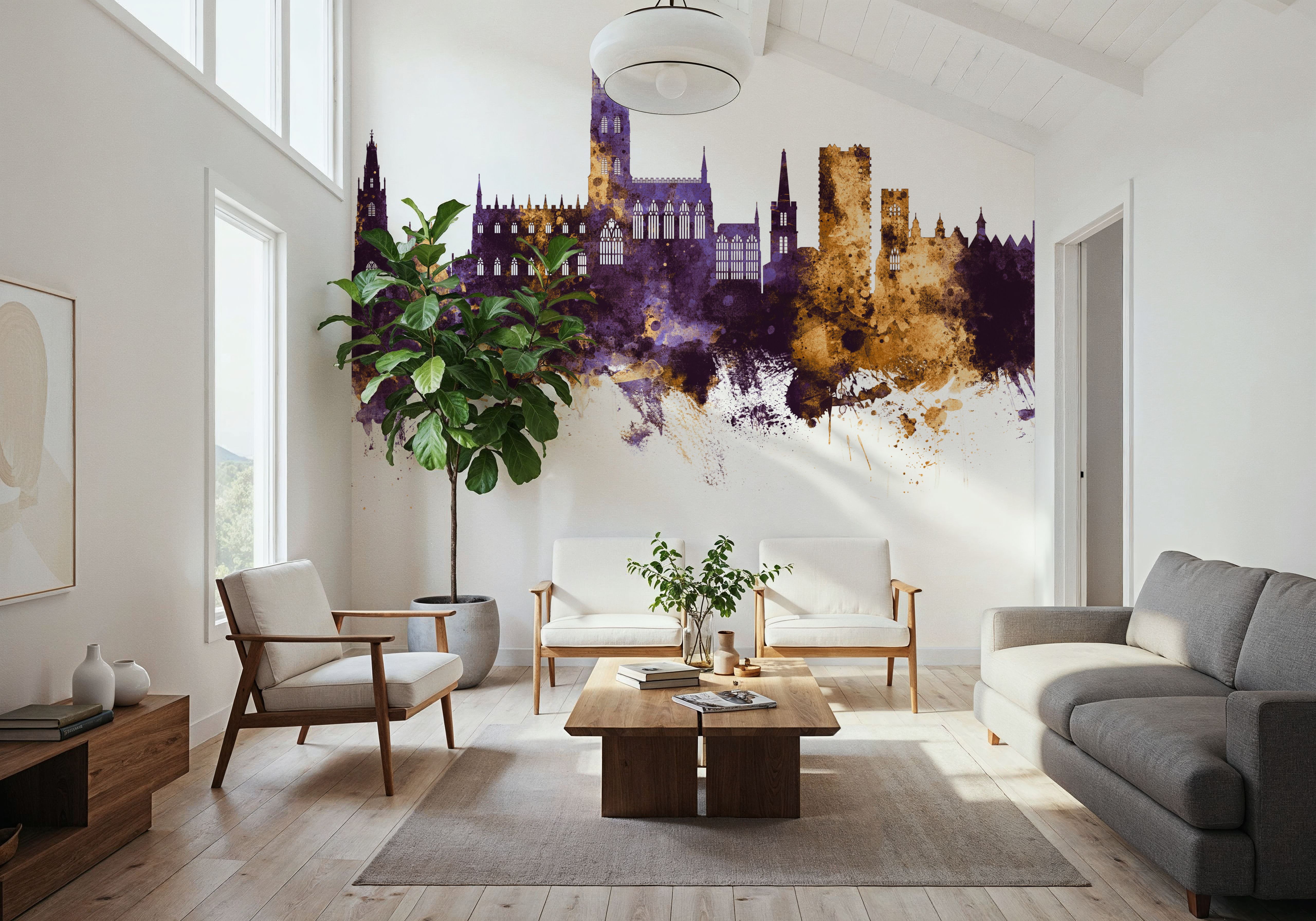 Gloucester England Skyline Purple & Gold