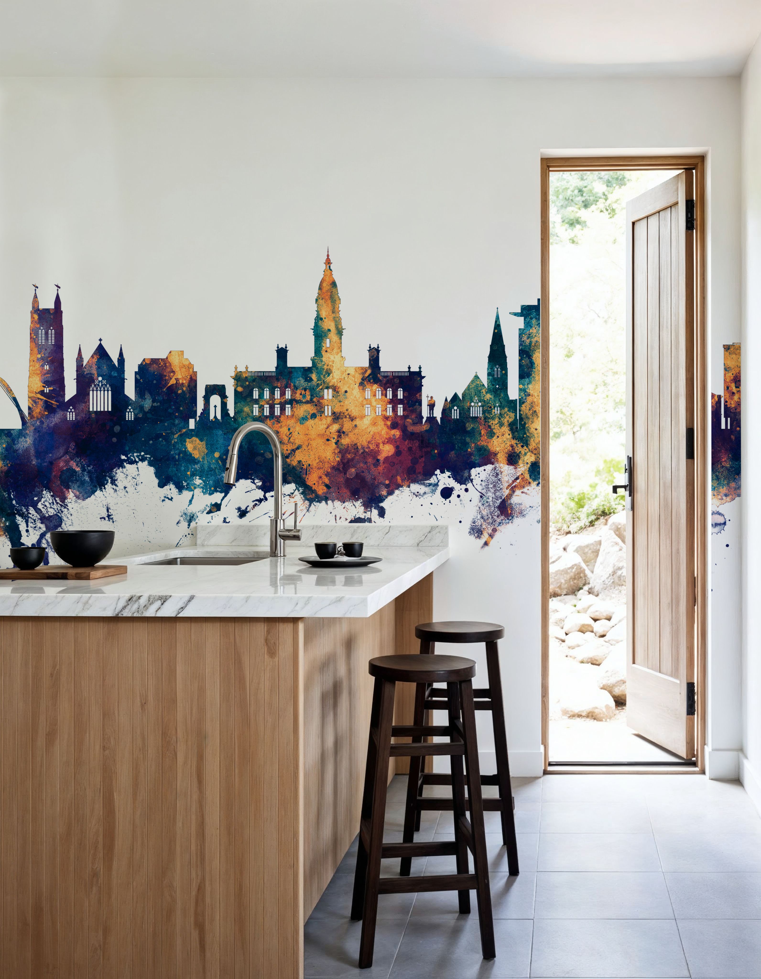 Bolton England Skyline Blue & Bronze