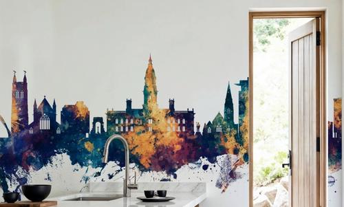 Bolton England Skyline Blue & Bronze