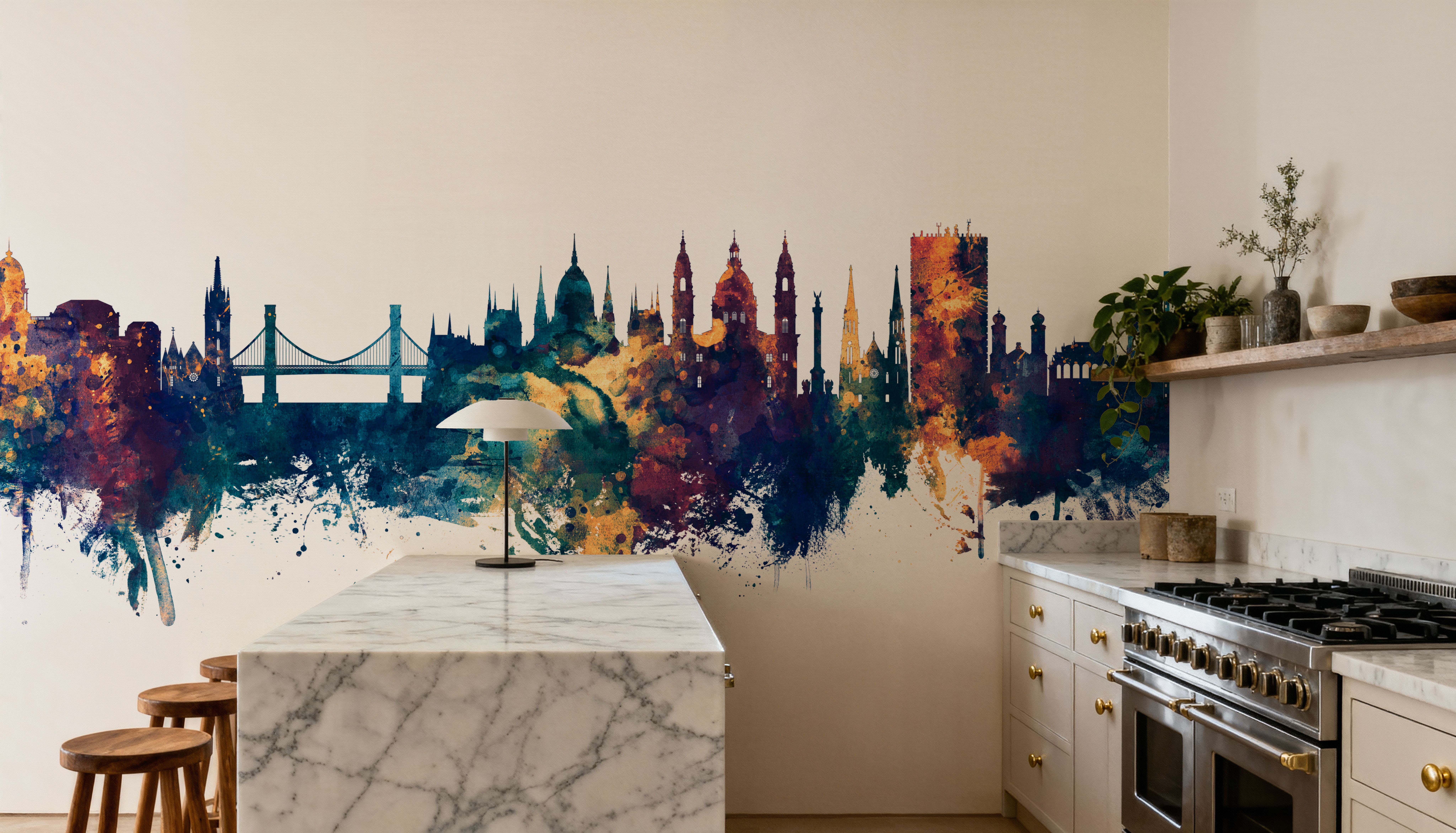 Budapest Skyline Blue & Bronze, Carte da parati