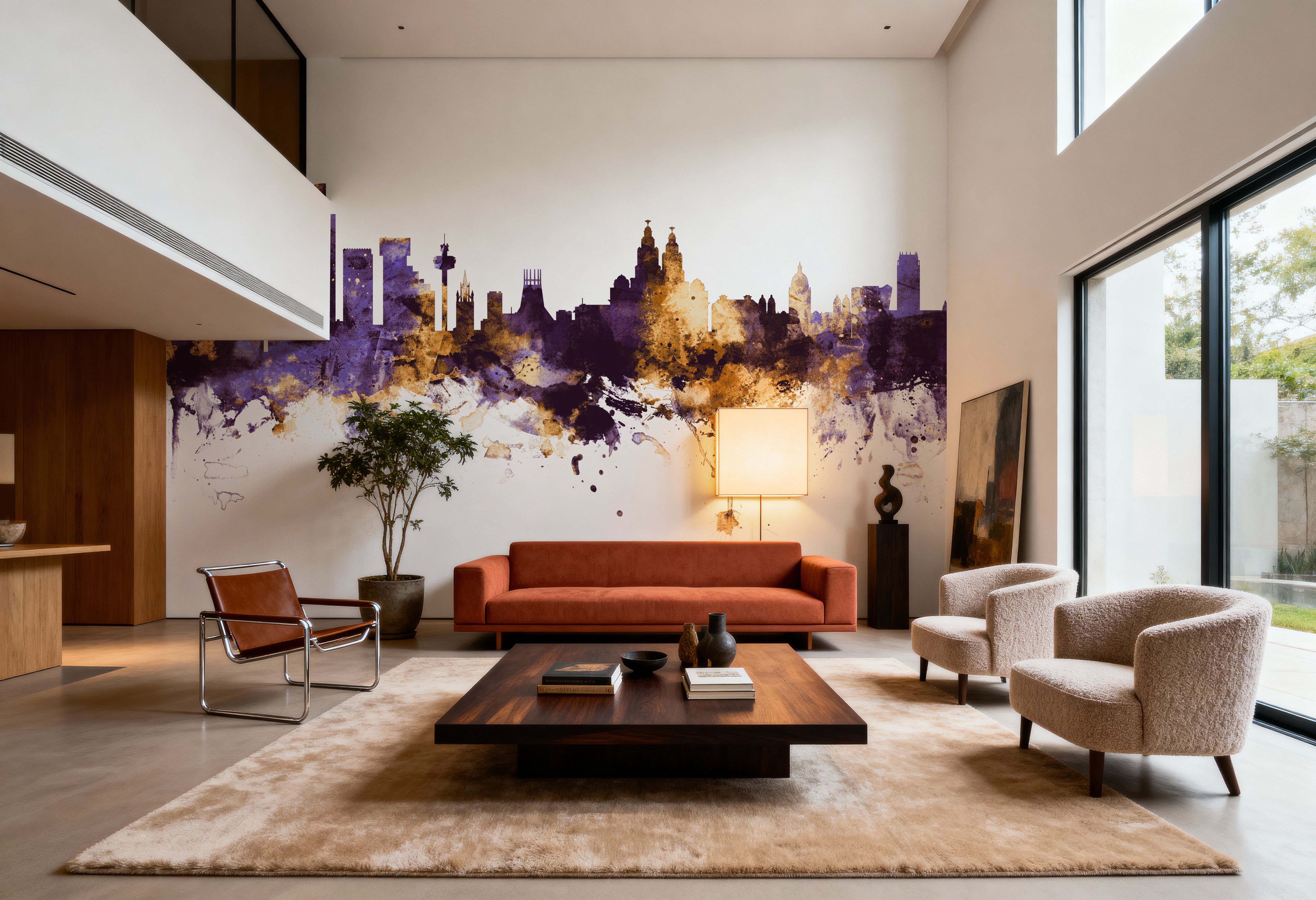 Liverpool England Skyline Purple & Gold