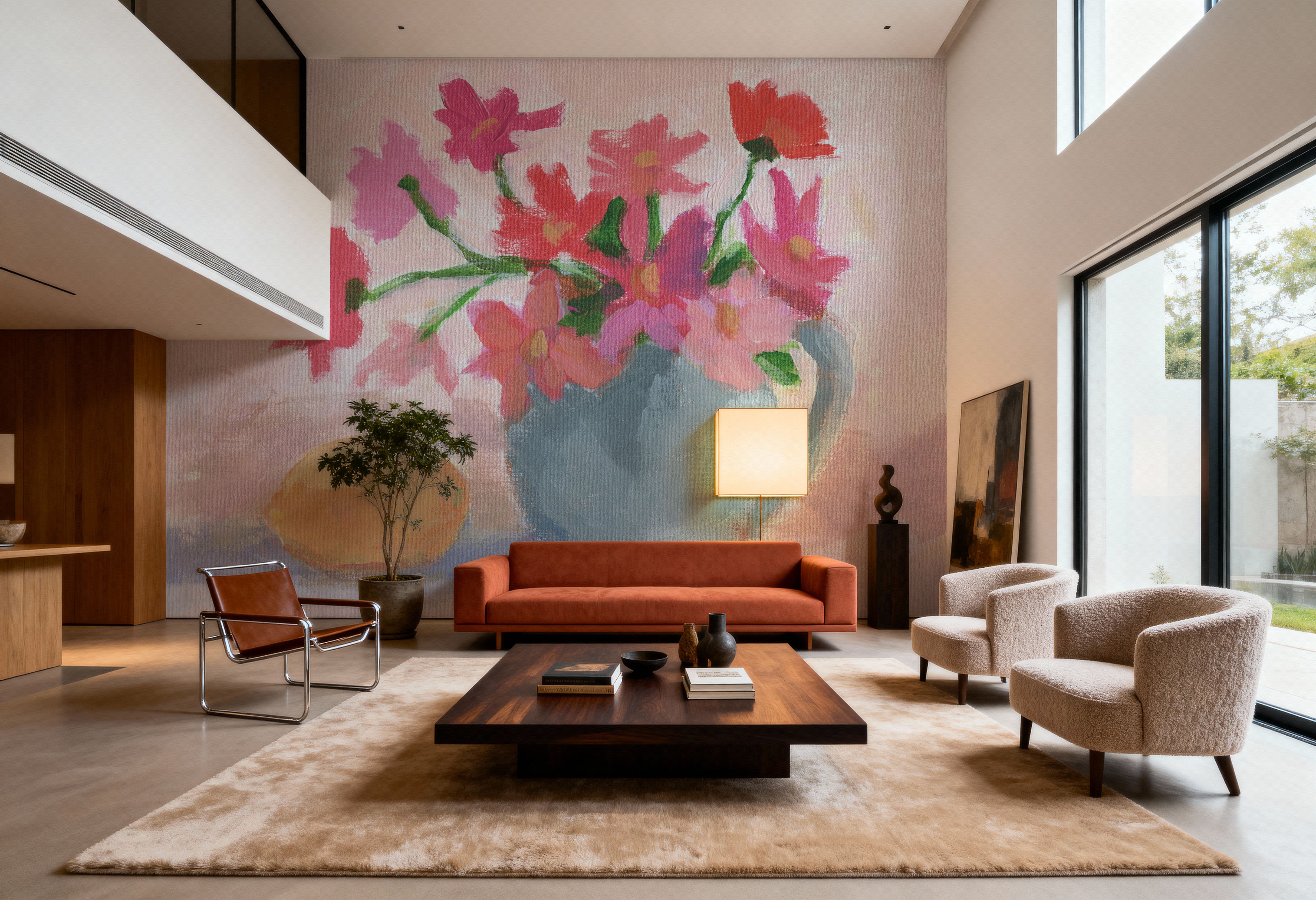 Pink Flowers with Lemon, Tapeten