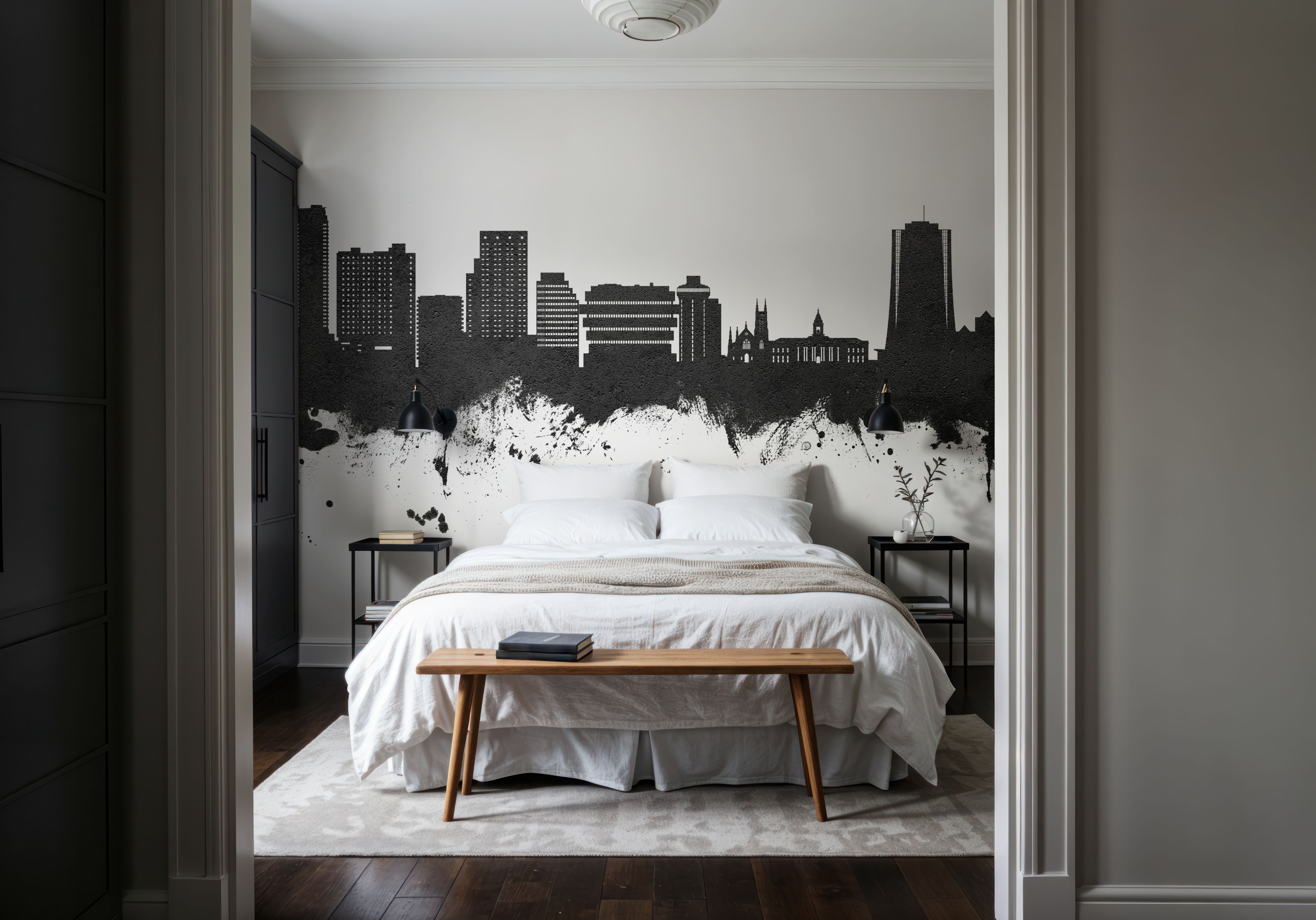 Stamford Connecticut Skyline Black & White